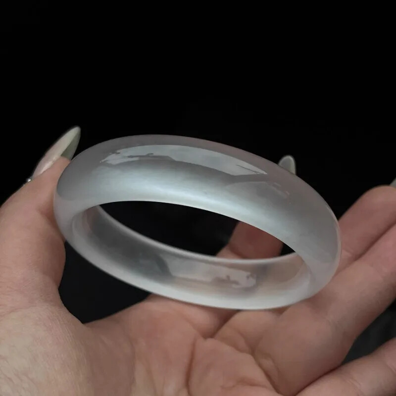 High Ice Type Jade Ice Transparent White Moonlight Jadeite Safety Jade Bracelet