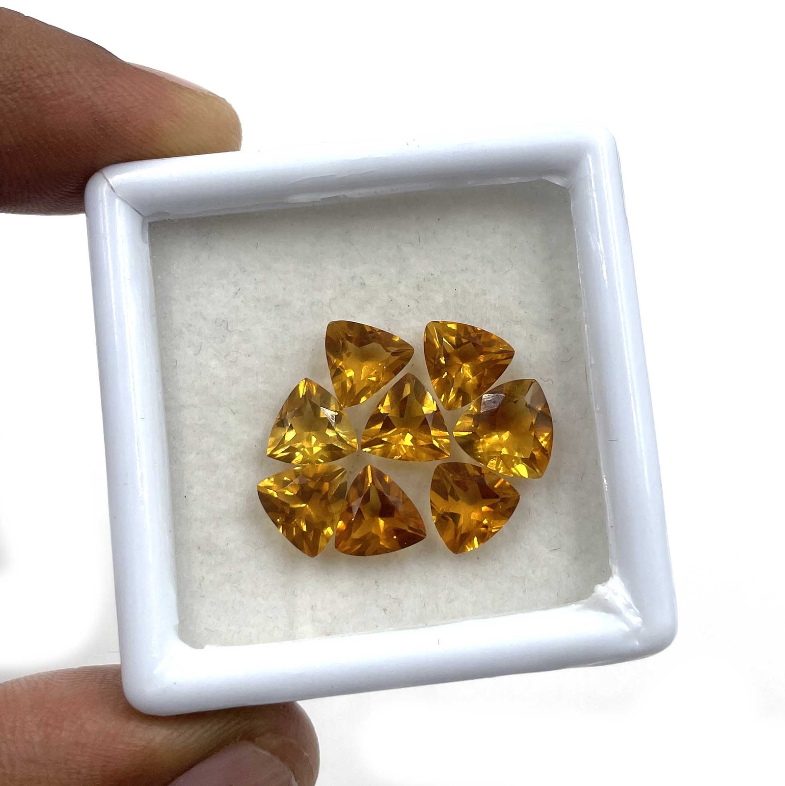 Natural Brandy Citrine Trillion Cut Loose Gemstone Lot 8 Pcs 7-8 MM 8 CT