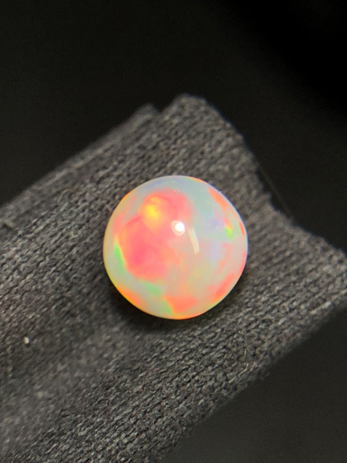 Natural White Ethiopian Opal Sphere, 6.40MM Rainbow Fire Opal Ball for jewelry
