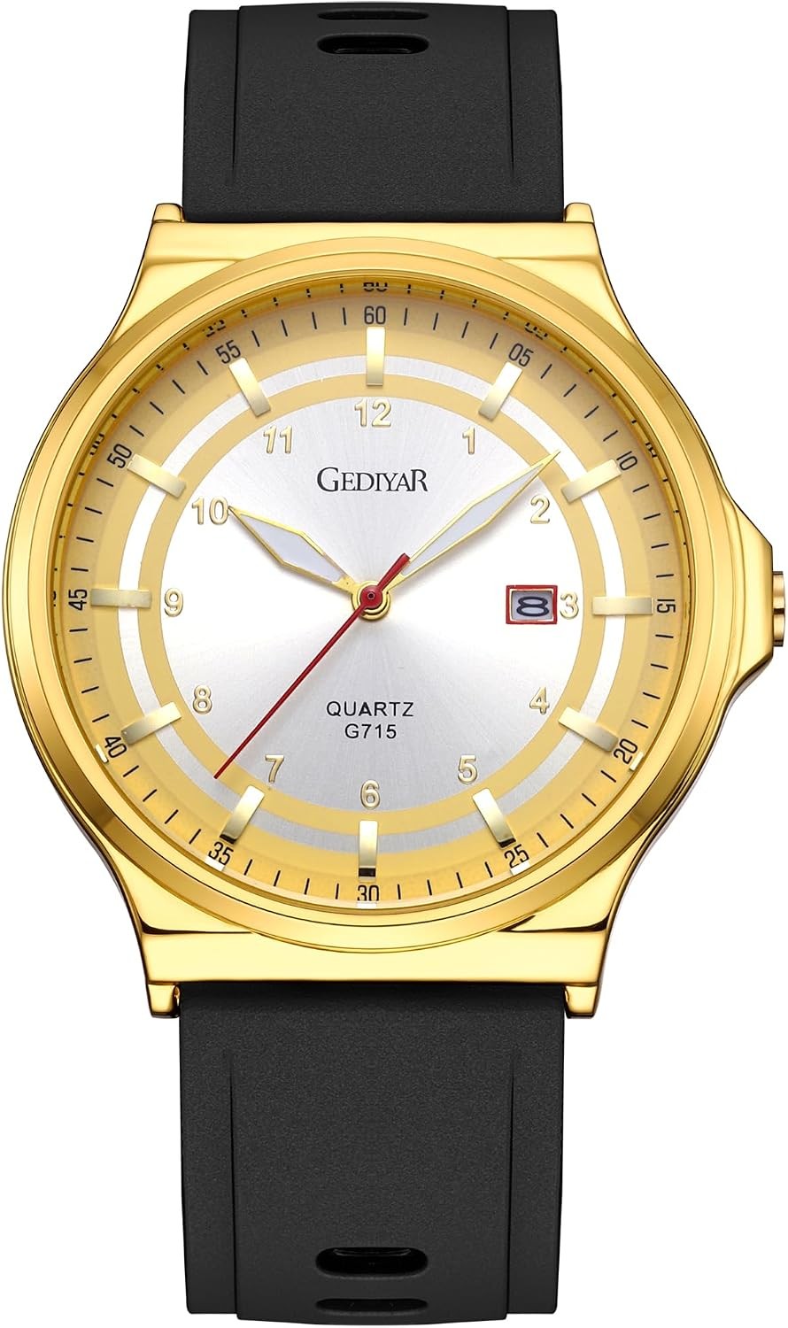 Men’s Analog Quartz Watch Silicone Band Waterproof Date Casual Business Sport