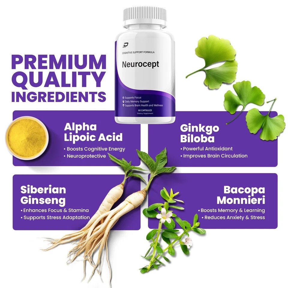 (5 Pack) Neurocept Supplement Capsules – Neurocept Natural Blend Memory Focus