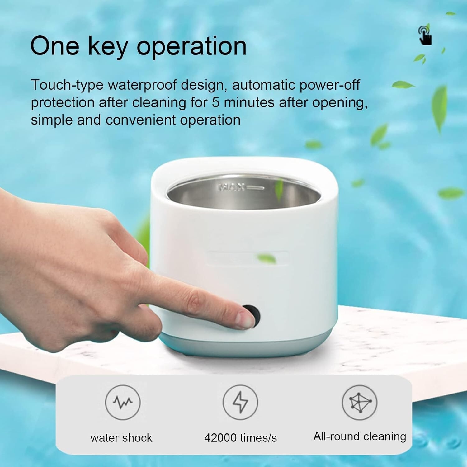 Small Ultrasonic CleanerJewelry Cleaner 180ML One-Button Start and 5 Min Timing