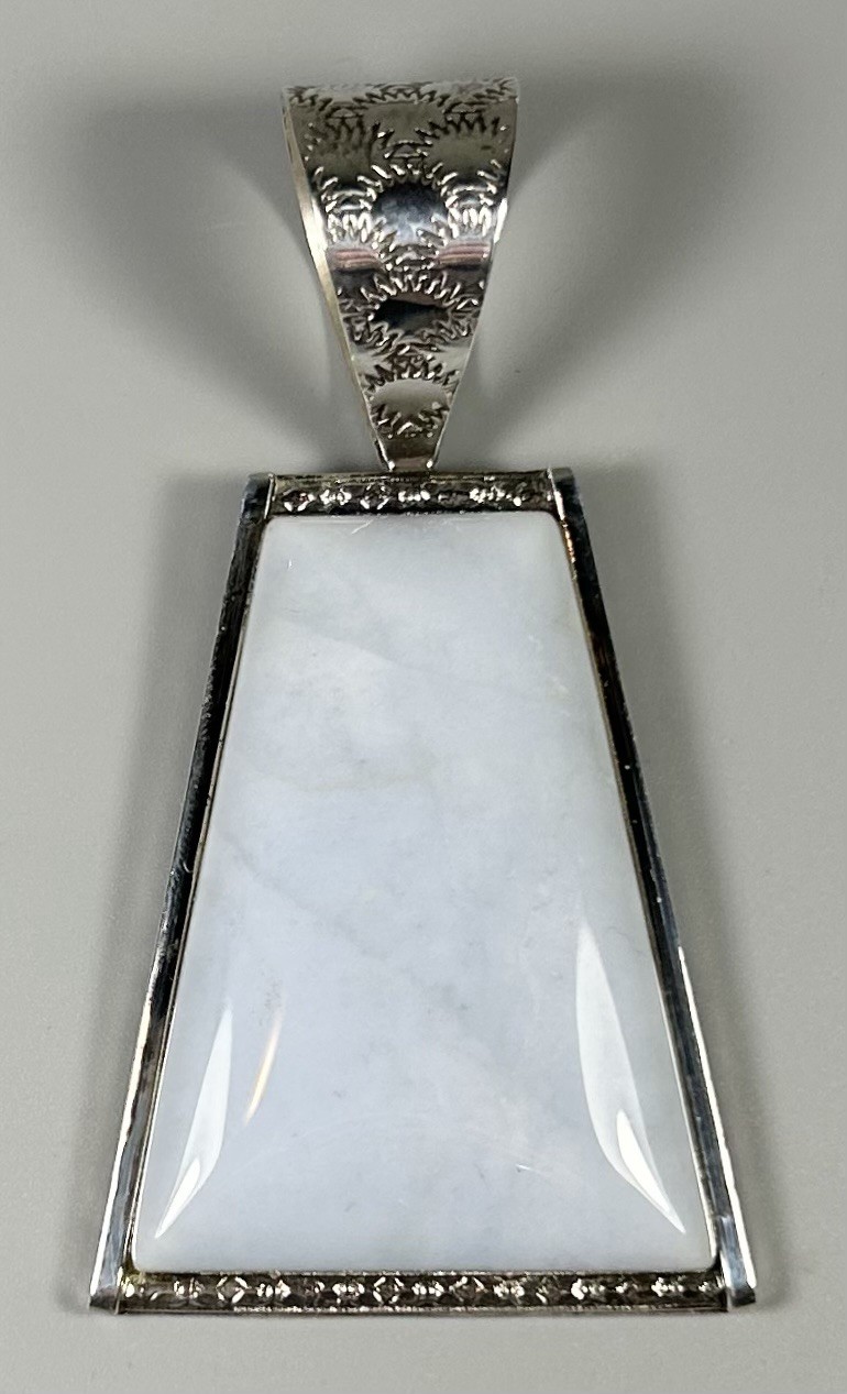 Jay King Mine Finds DTR 925 Sterling Silver Chalcedony Stamped Pendant 42 Grams