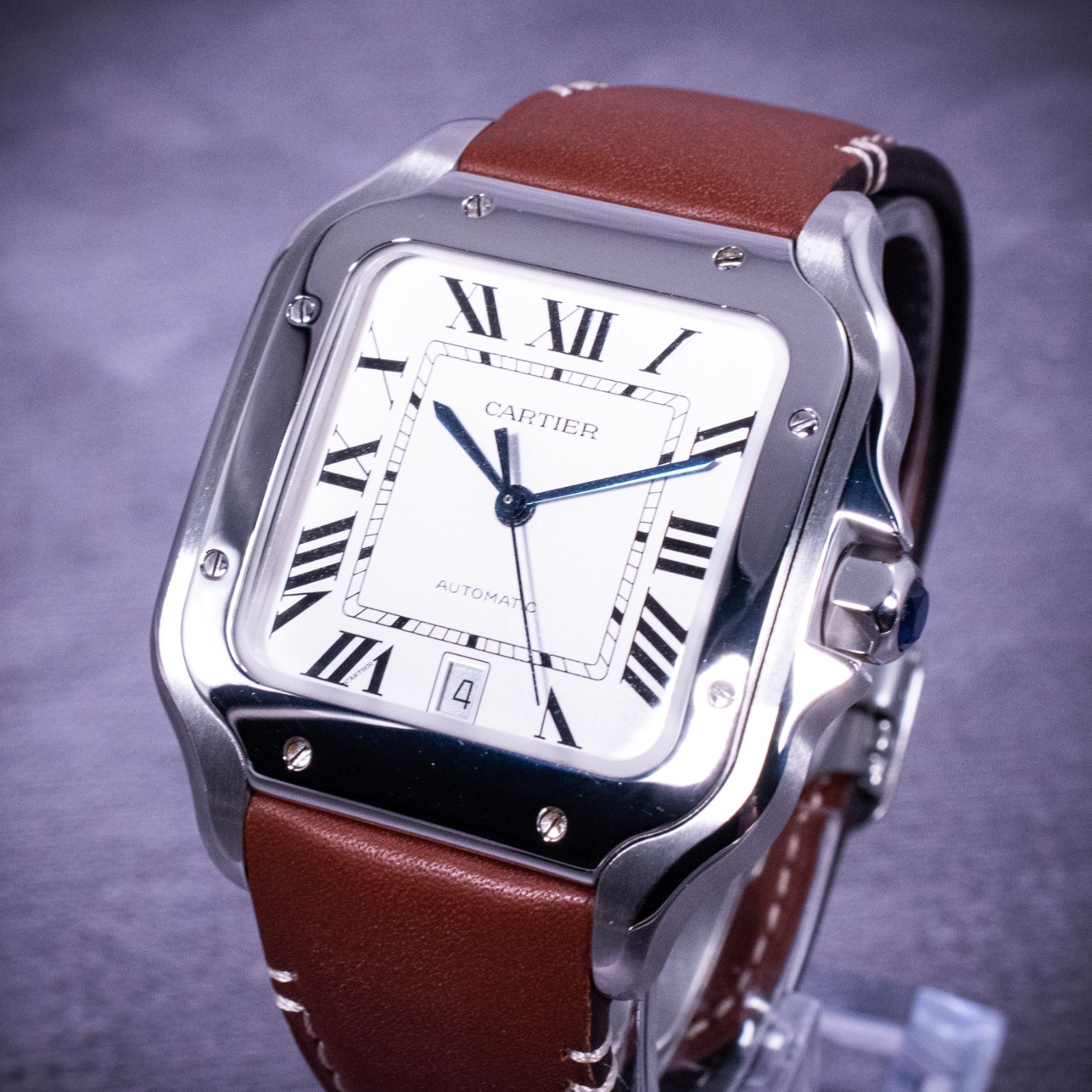 Cartier Santos de Cartier Large Model Silvered Opaline Dial Ref. WSSA0009 w/ B&P