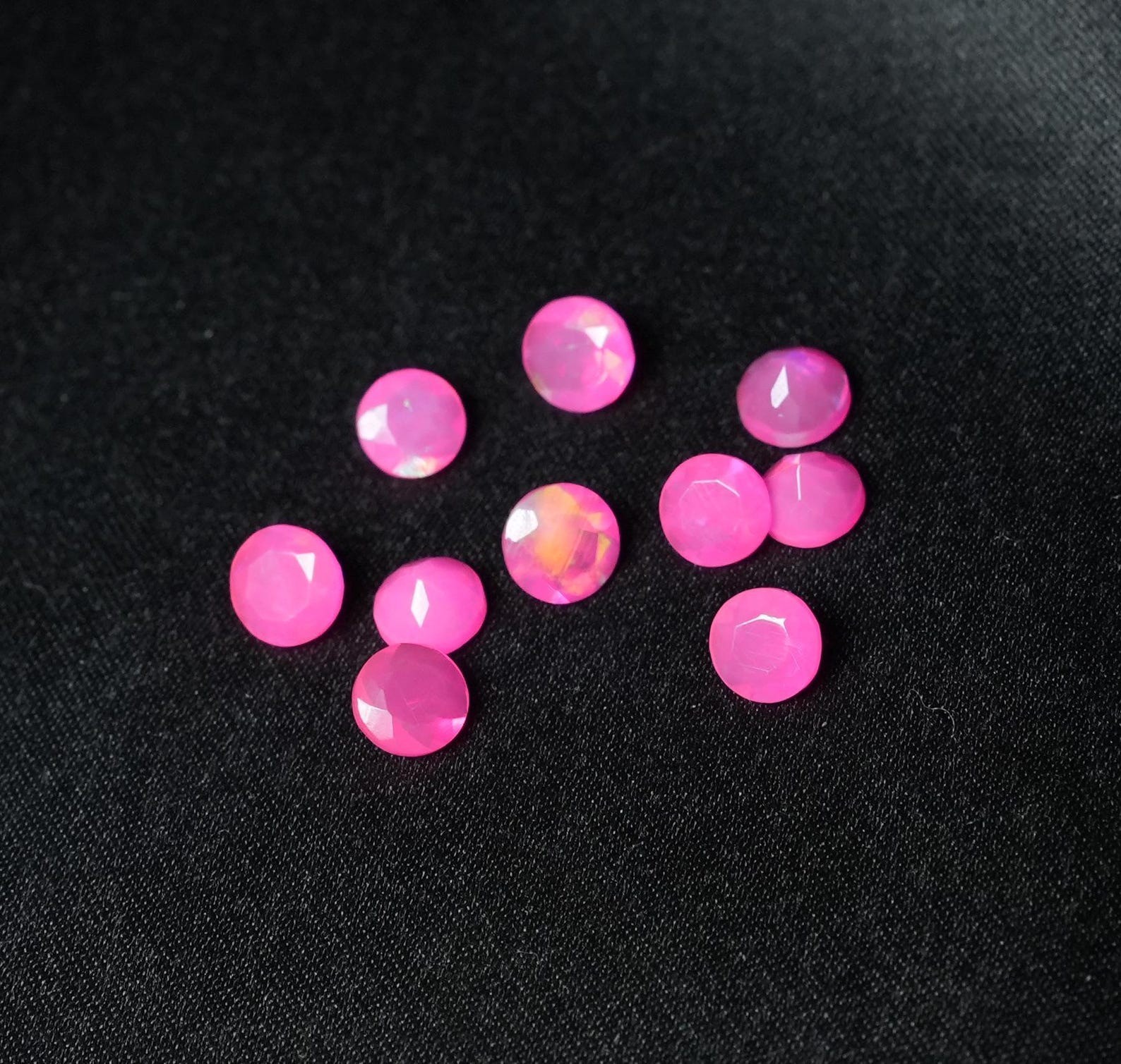 Natural Pink Ethopian Opal Round Faceted Cut 3mm To 10mm Loose Gemstone