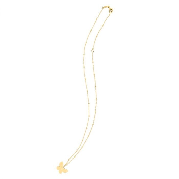 14k Yellow Gold Papillon Butterfly Charm 18″ Extendable Necklace 2.4 Grams