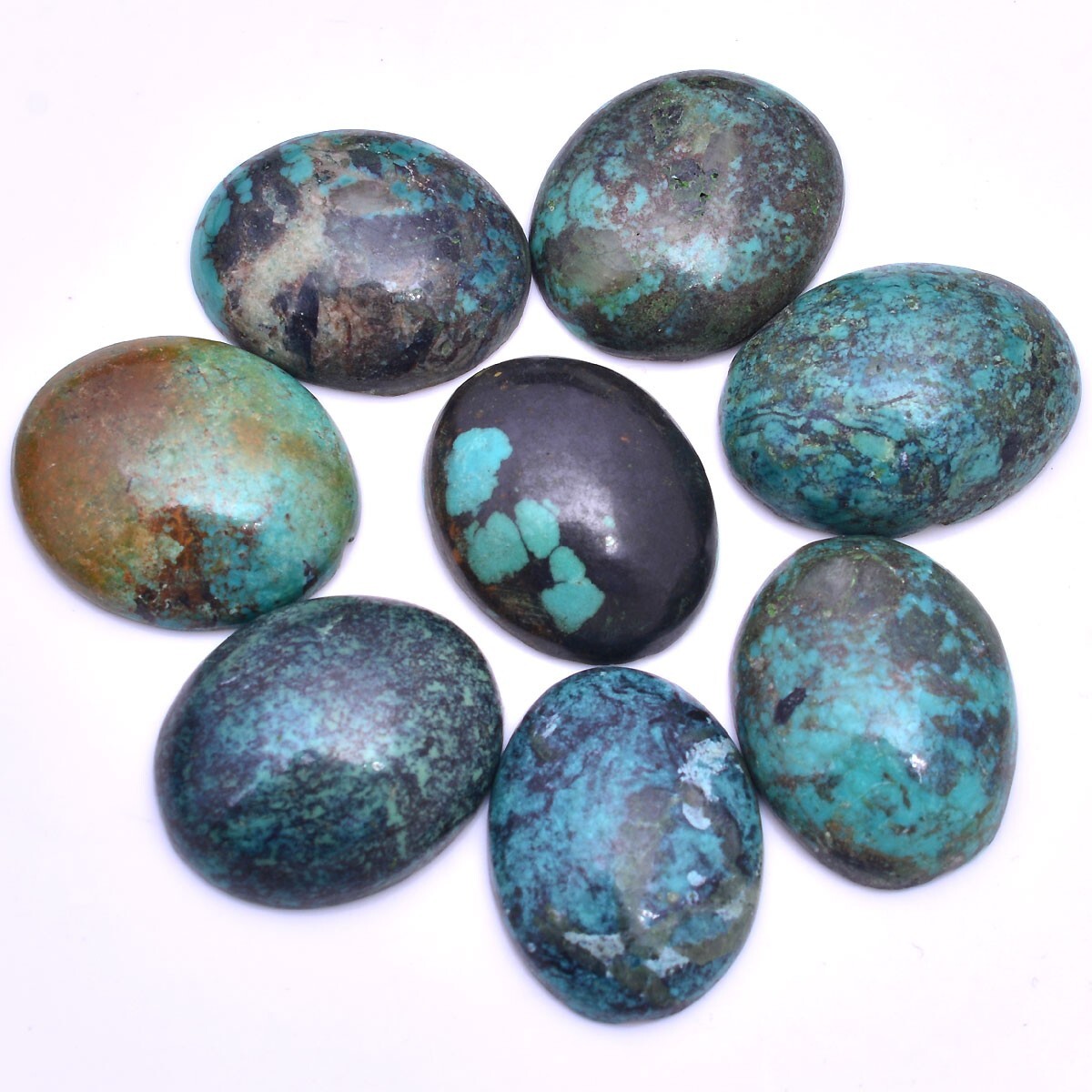 8 Pcs Natural Turquoise Oval Cabochon Untreated 20mm-22mm Loose Gemstones Lot