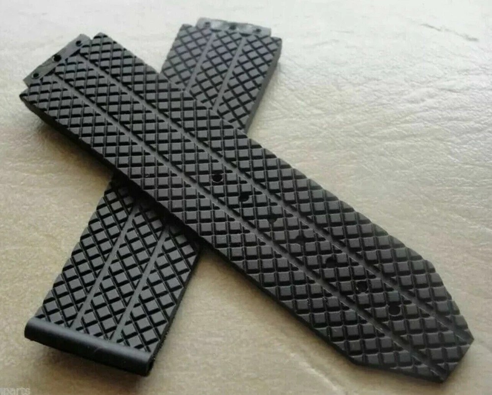 24MM RUBBER WATCH STRAP BAND FOR HUBLOT FUSION BIG BANG 44,44.5,45MM CERAMIC BLK