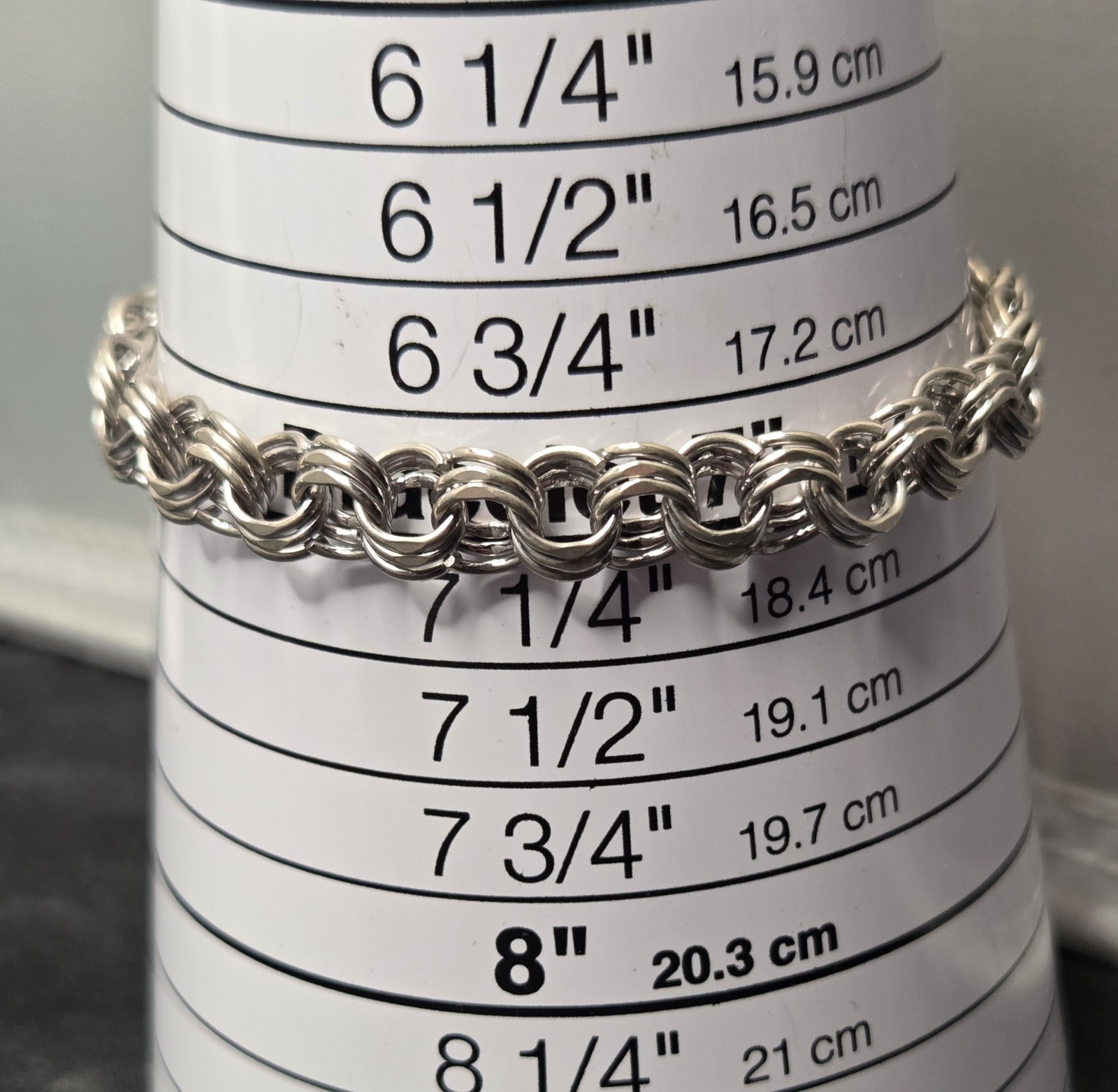 JMS 925 Sterling Silver Round Triple Circle Links 7″ Bracelet 14.4g