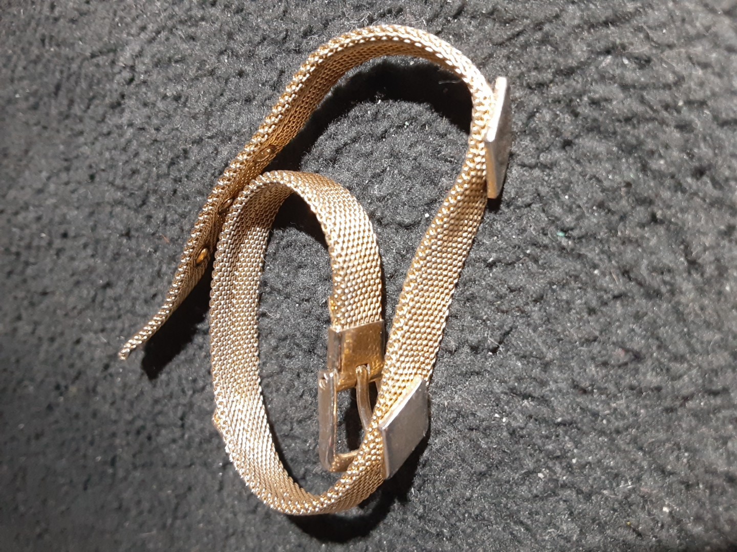 Vintage Japan Mesh Bracelet Belt Buckle Type Narrow Dainty Gold Tone Adjustable
