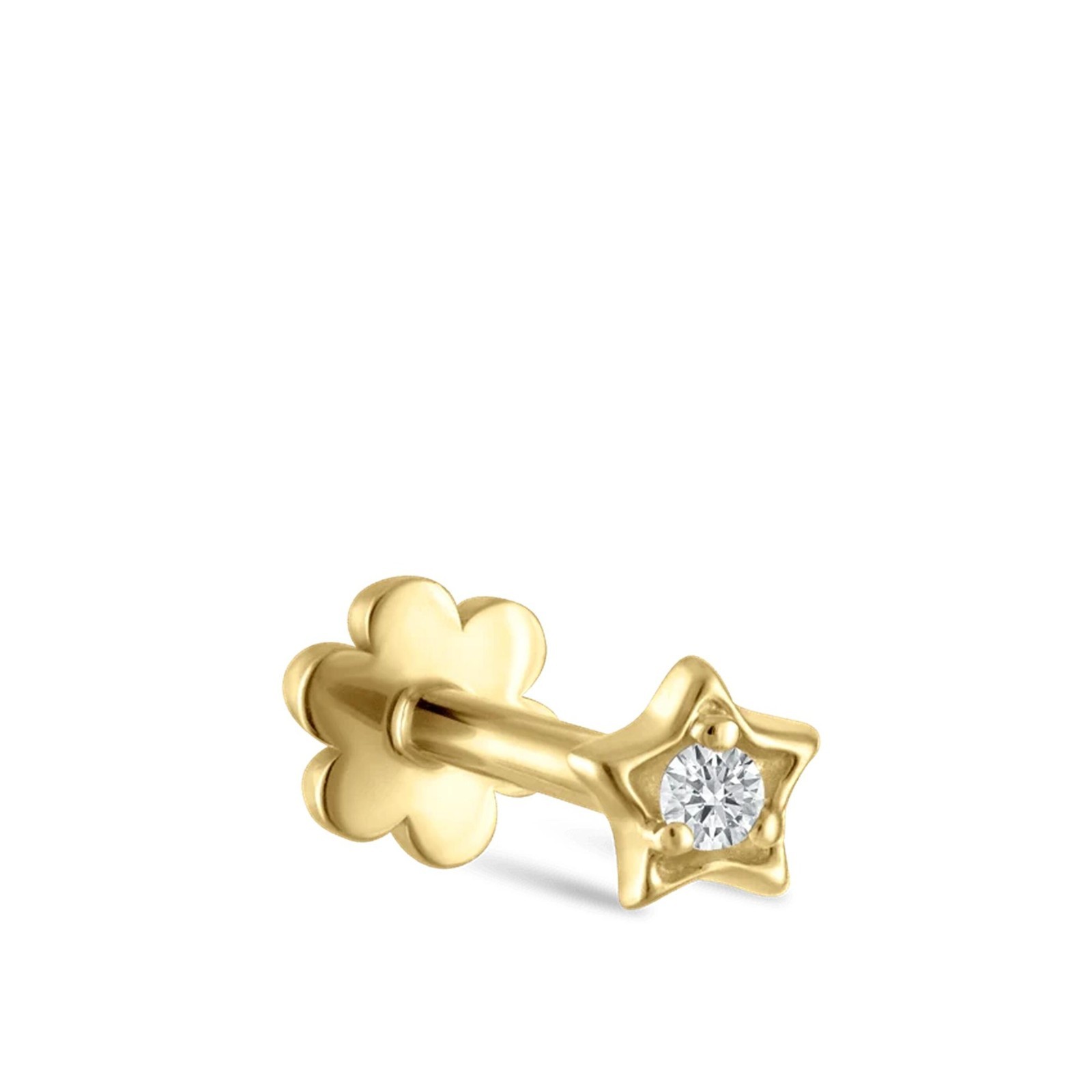Gold Star Moissanite Helix Cartilage Stud 925 Sterling Silver