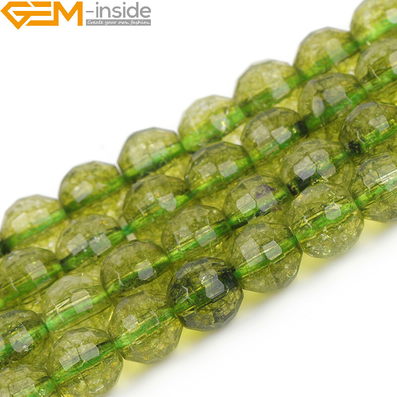 Faceted Gemstone Green Peridot Loose Beads For Jewelry Making Strand 15″In Lots