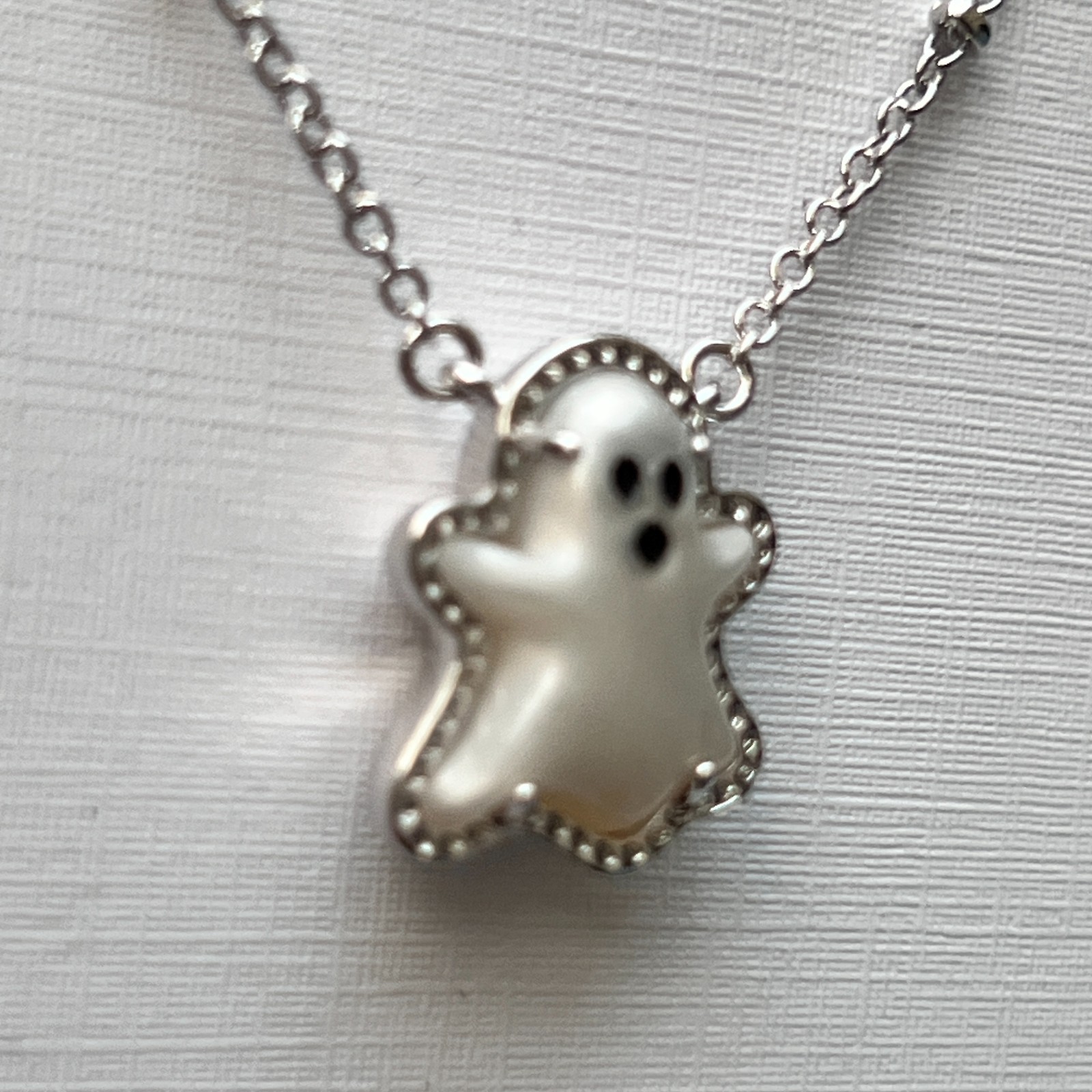Kendra Scott Mother of Pearl Ghost Reversible Pendant Rhodium Silver Necklace