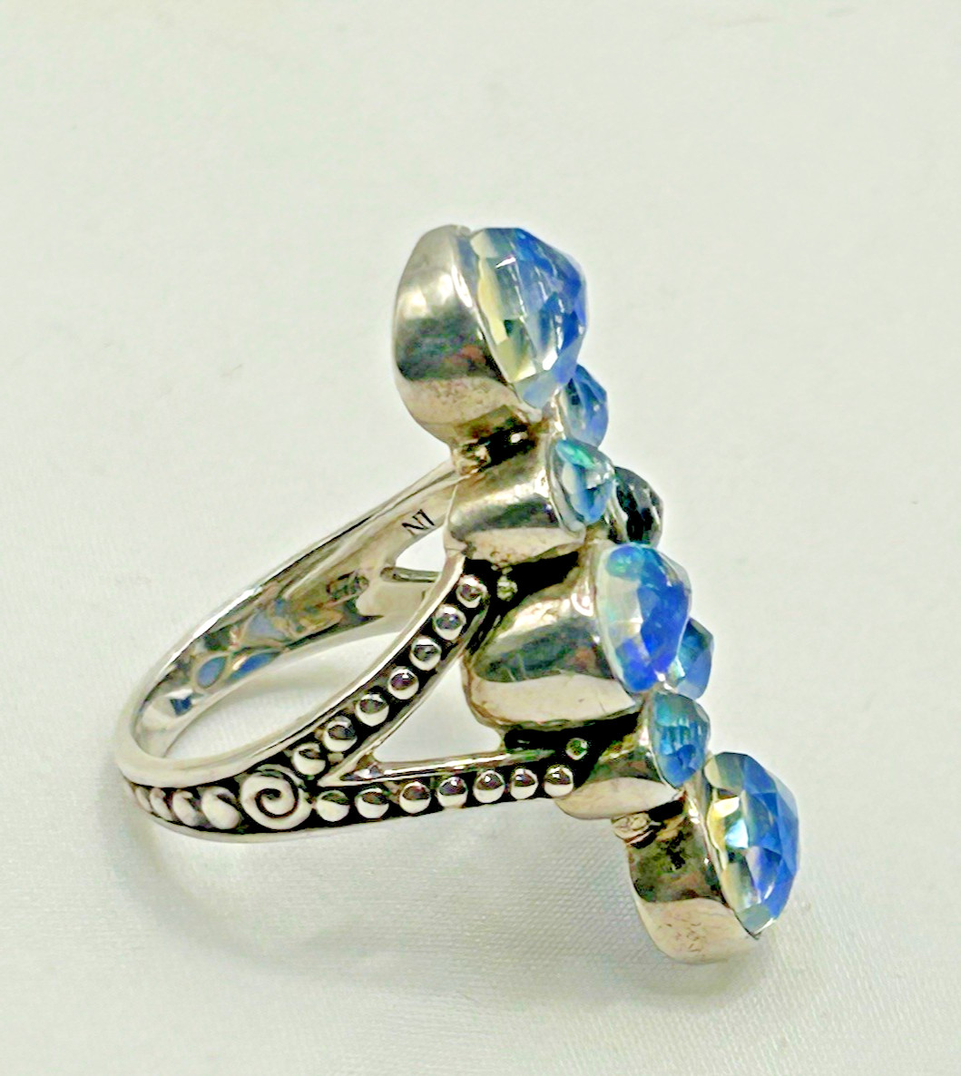 SAJEN Australian Blue Doublet Opal 8 Stone Ring Size 8