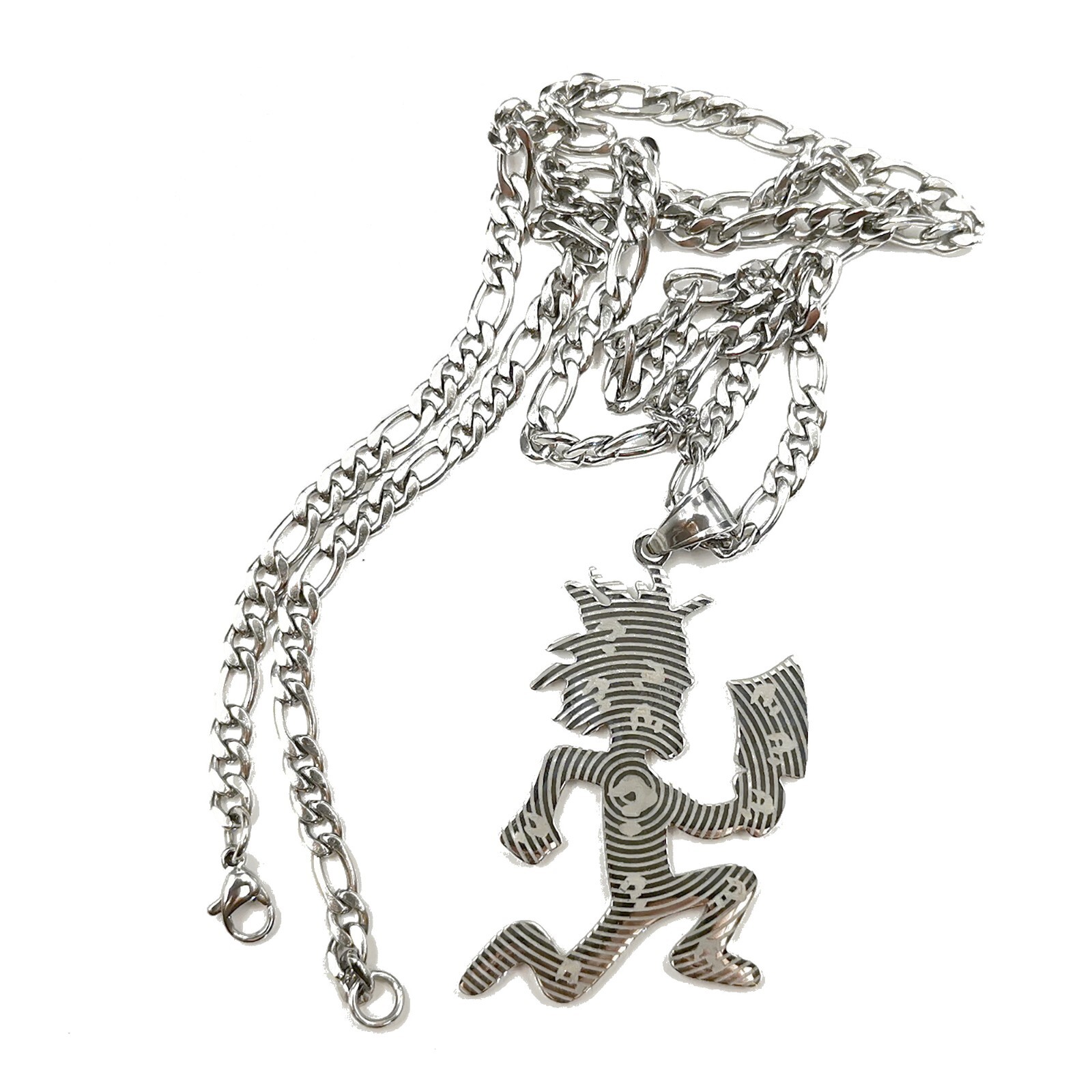 2” Tall ICP Etched Out Hatchetman Charm Juggalo Pendant Necklace 4mm 30” Mens