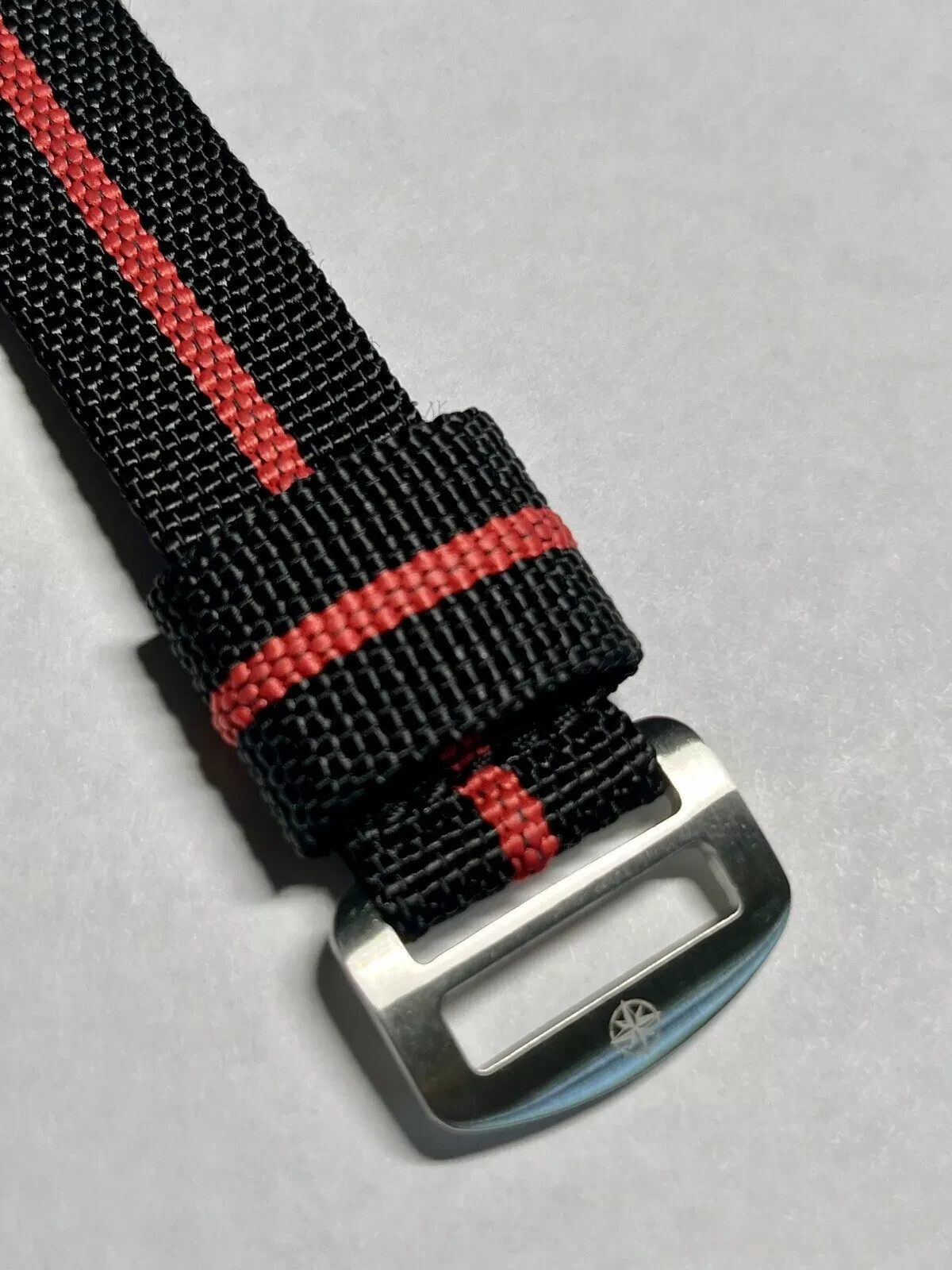 Ballistic Nylon Hook and Loop Watch Strap Black w/ Red Stripe 20mm FXD Inspired