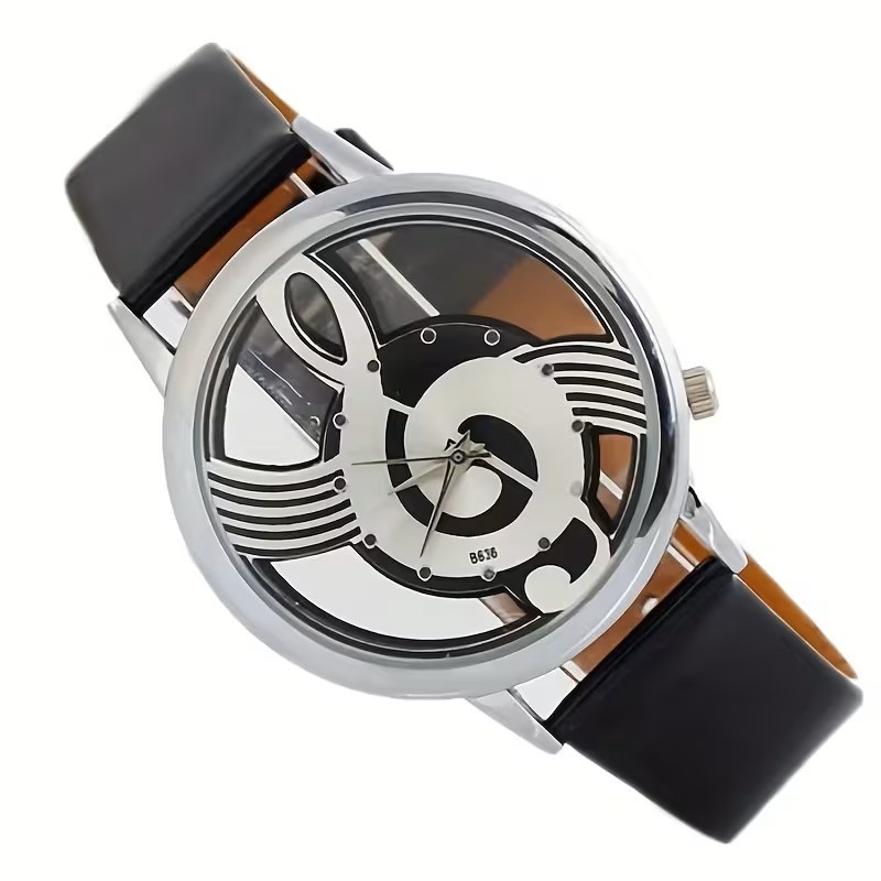Music Note Black Watch Treble Clef Dial Quartz Wristwatch Fashion Gift Unisex