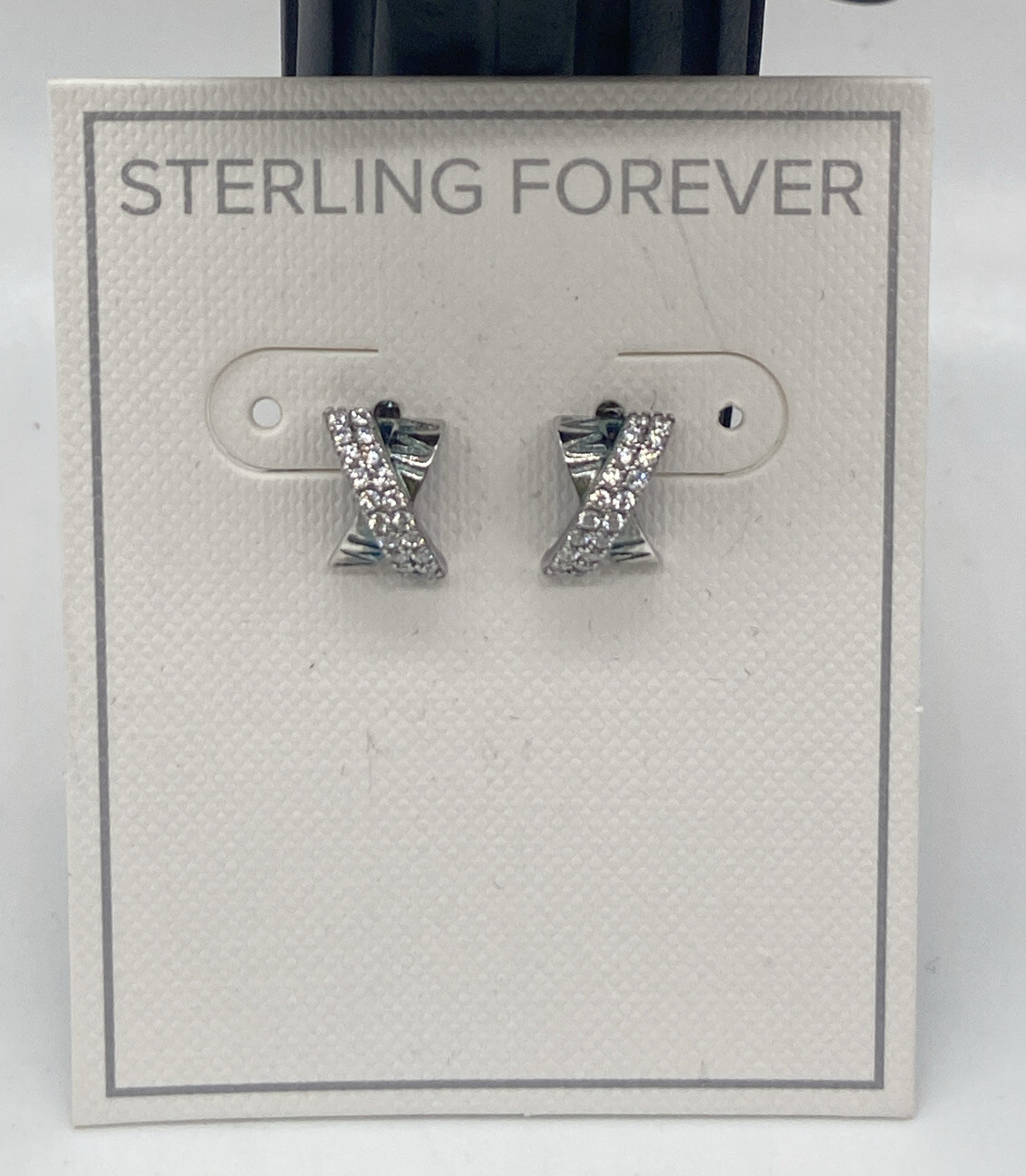 STERLING FOREVER-SILVER CZ X EARRINGS LEAD AND NICKEL FREE NEW