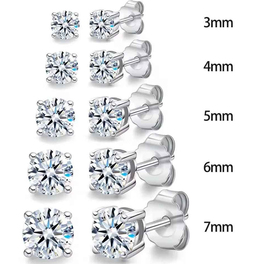 Real 0.1-3CT GRA Test Passed Moissanite Stud Earrings for Women Men S925 Silver