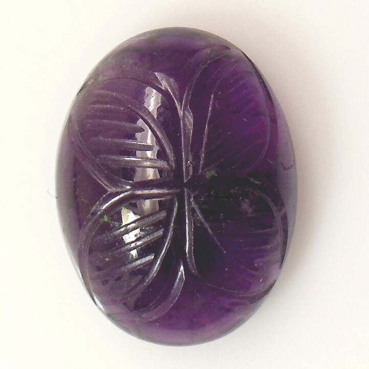 AFRICAN AMETHYST 15.35 x 12.00 MM CARVED OVAL CABOCHON ALL NATURAL F-1345