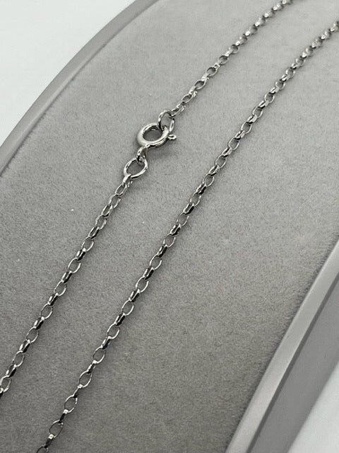 9ct White Gold 1.85mm Oval Belcher Link Chain 20″ / 50cm (WMIN)