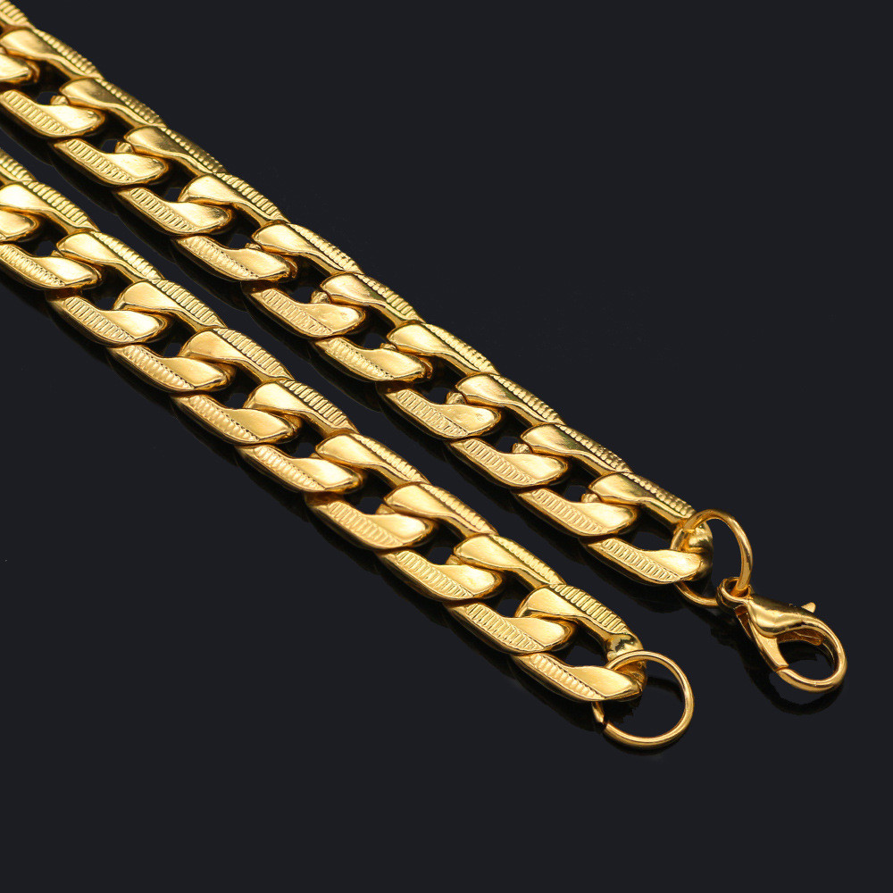 Curb Chain Necklace for men 24” 10mm Black/Silver/Rose/18K Gold Plated Cuban