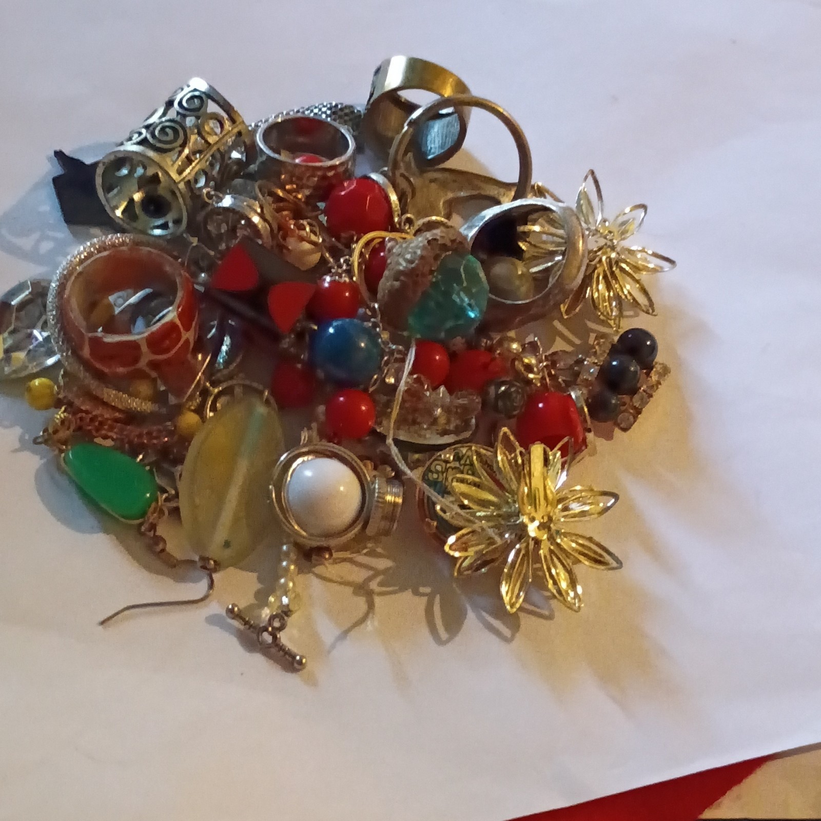 Vintage Mixed Lot Rings Earrings Multicolor Materials crafts and repair pieces