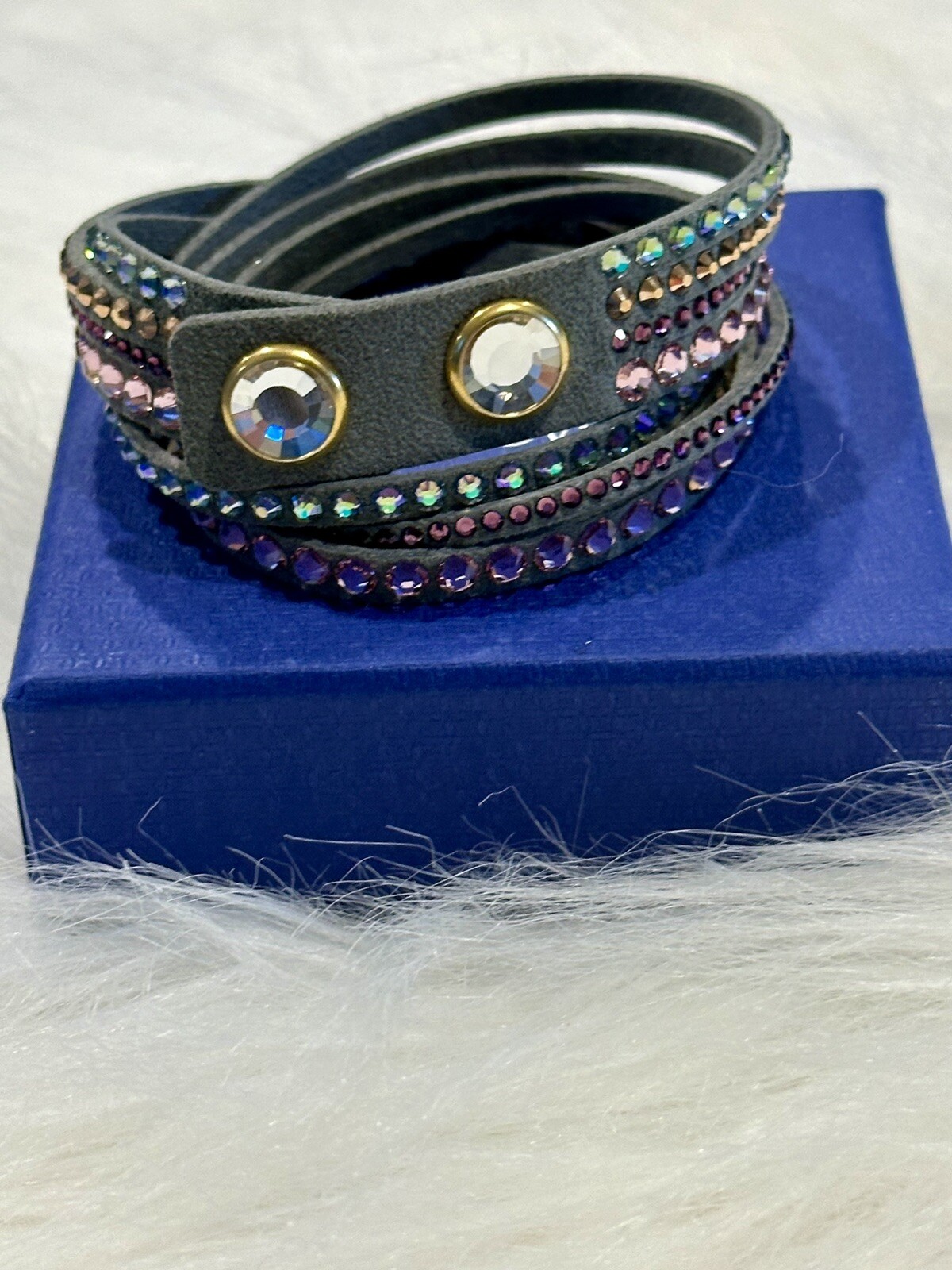Swarovski Deluxe Slake Crystal Leather Wrap Bracelet, Choose Color (cc-104)