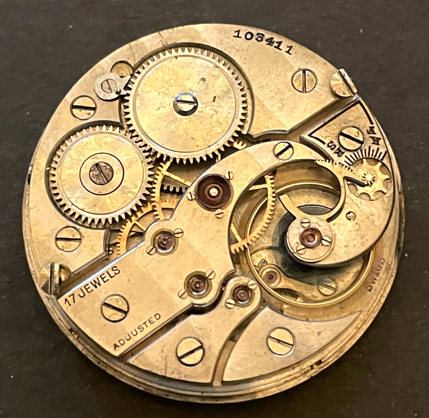Antique Marlboro Pocket Watch Movement Running Ticks Balance 41.7mm 14s 7j Swiss
