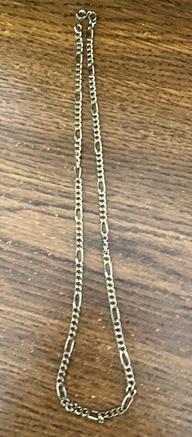 Vintage Gold Tone Flat Figaro Link Chain Necklace Lobster Clasp