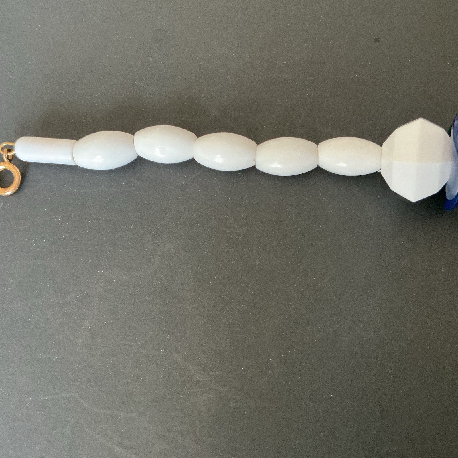 VTG Rare Necklace Statement Chunky White Blue Clear Lucid Bead 19″ Czech Rep New