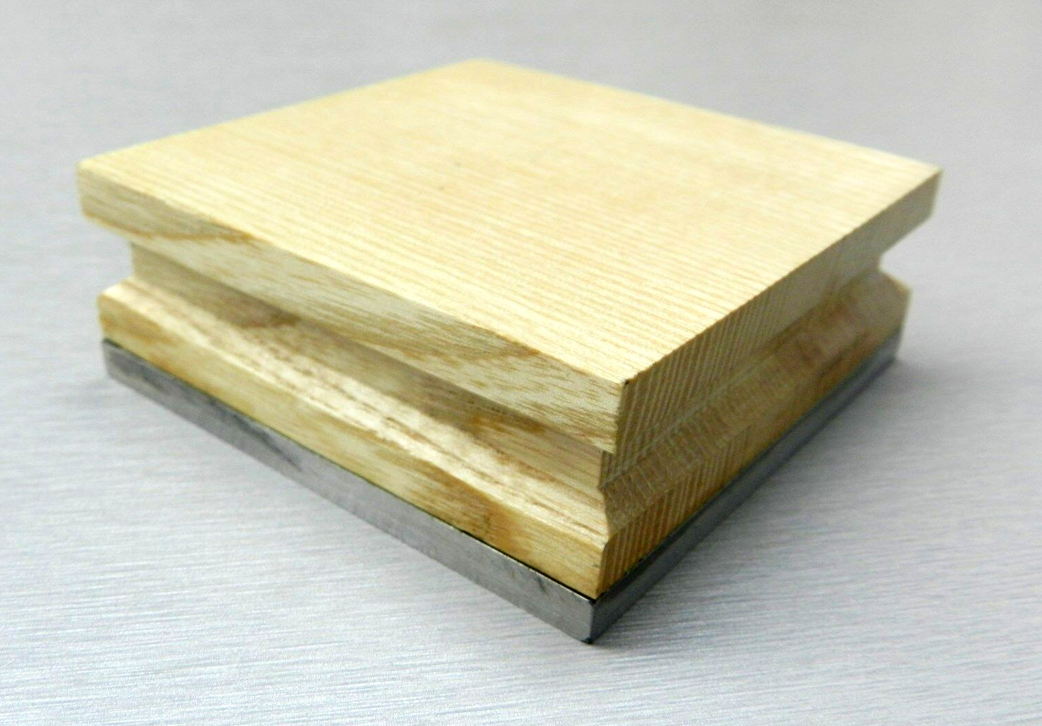 Steel Bench Block & Wood Base 3″ Square 1″ Thick Flat Jewelry Making Tool 3″x3″