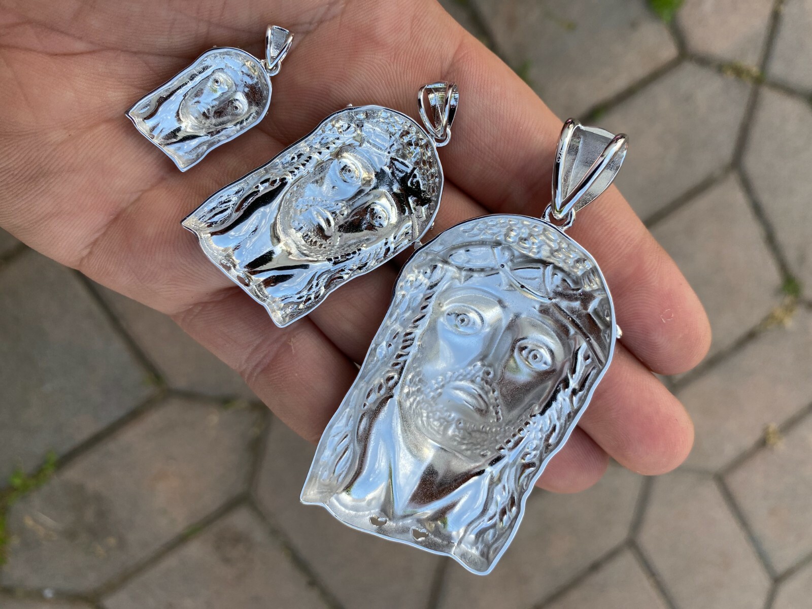 0.1ct REAL VS Natural Diamond Solid 925 Sterling Silver Jesus Piece HIP HOP Iced