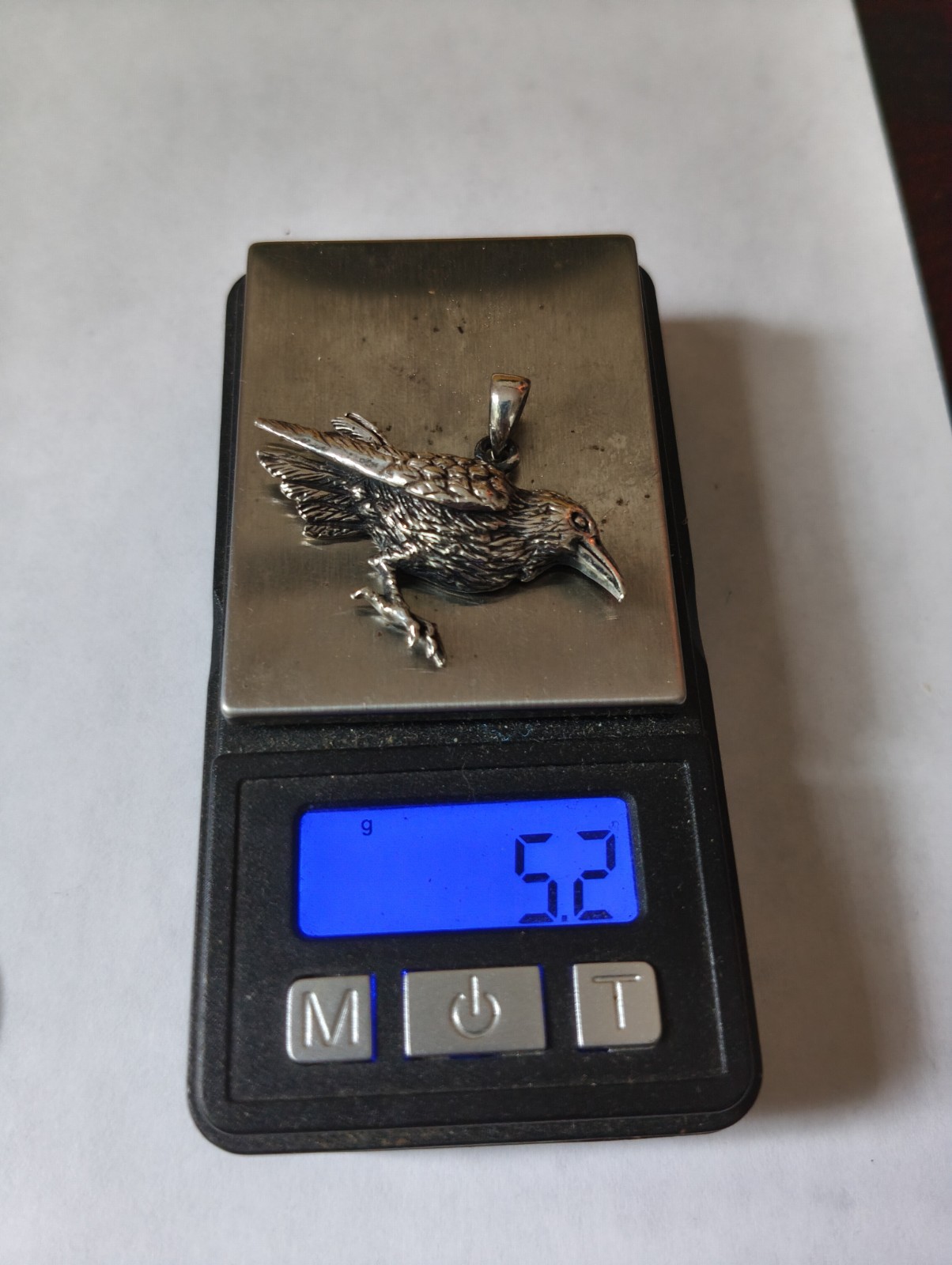 Peter Stone Haunted by the Mythical Raven Sterling Silver Pendant Nice Detail 5g