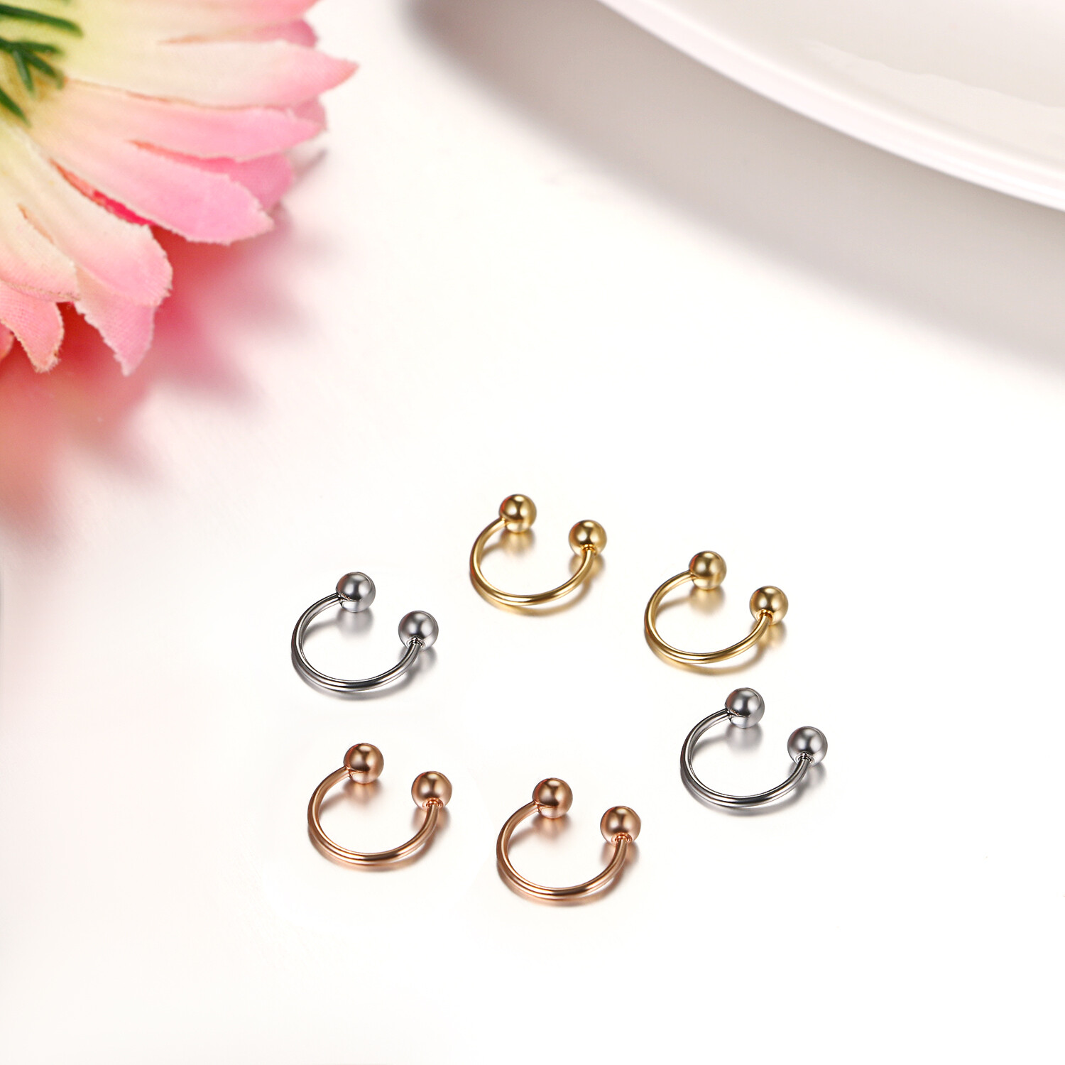 6Pcs 20G Horseshoe Septum Earrings Tragus Lip Nose Eyebrow Body Piercing Ring