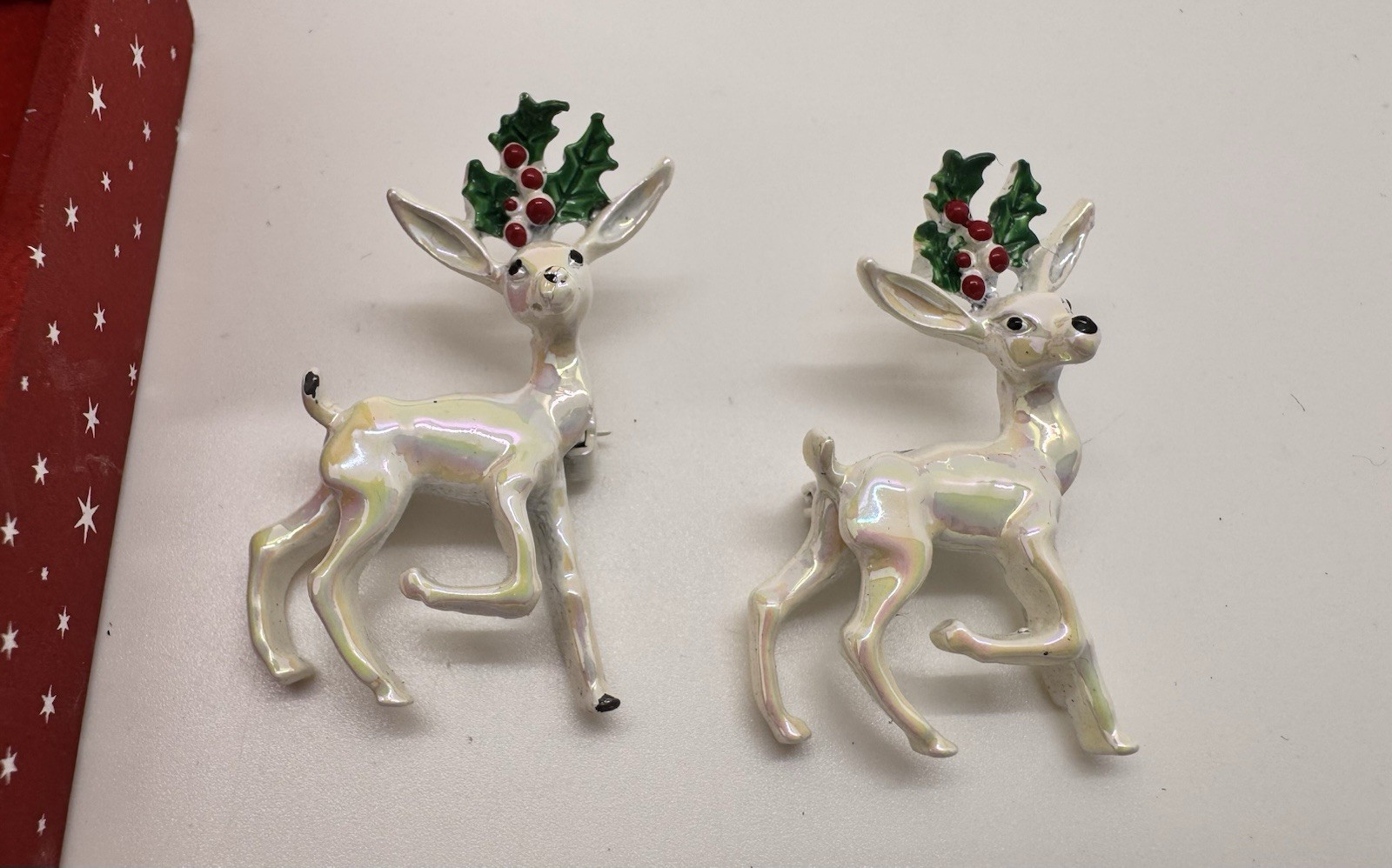 Vintage Brooch Pin Lot Christmas Reindeer Gerry’s Candle Rhinestone Lot of 4