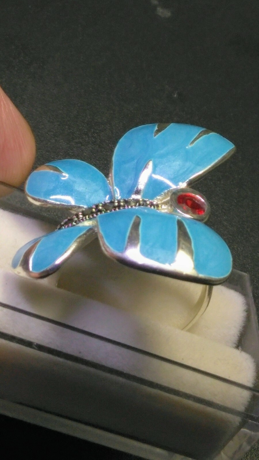 LIVELY MEENAKARI BUTTERFLY IN STERLING SILVER.925 RING SIZE 9.0-9.25