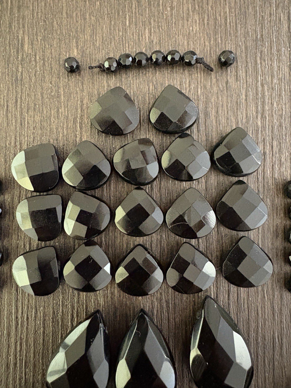 LOT of Mixed Black Onyx Stones Beads Drops Roundelle Faceted Read Info NOT Shiny