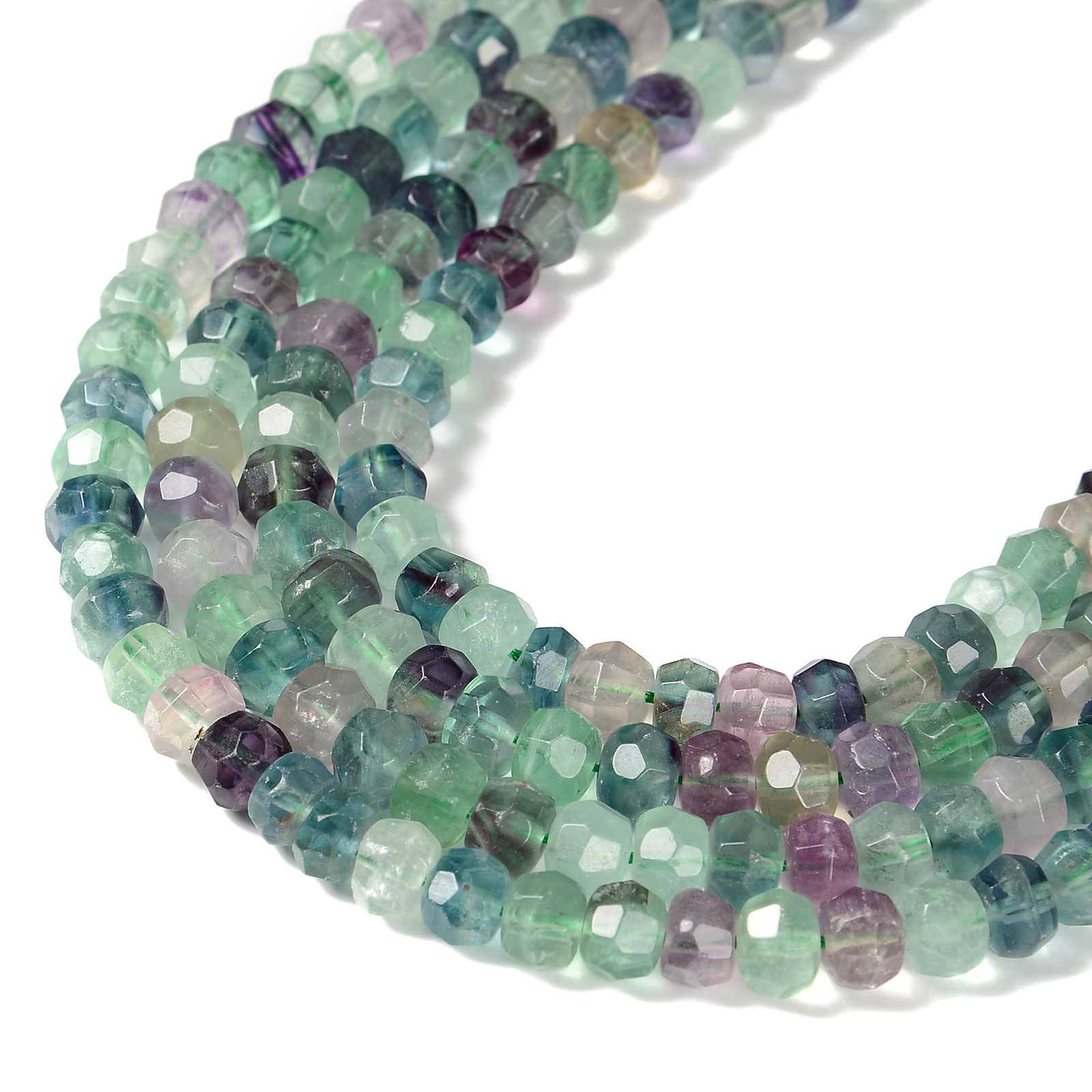Natural Fluorite Faceted Rondelle Beads Approx 5x8mm 15.5″ Strand