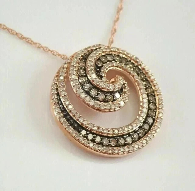 2Ct Round Cut Lab Created Brown Diamond Women’s Pendant 14K Rose Gold Plated