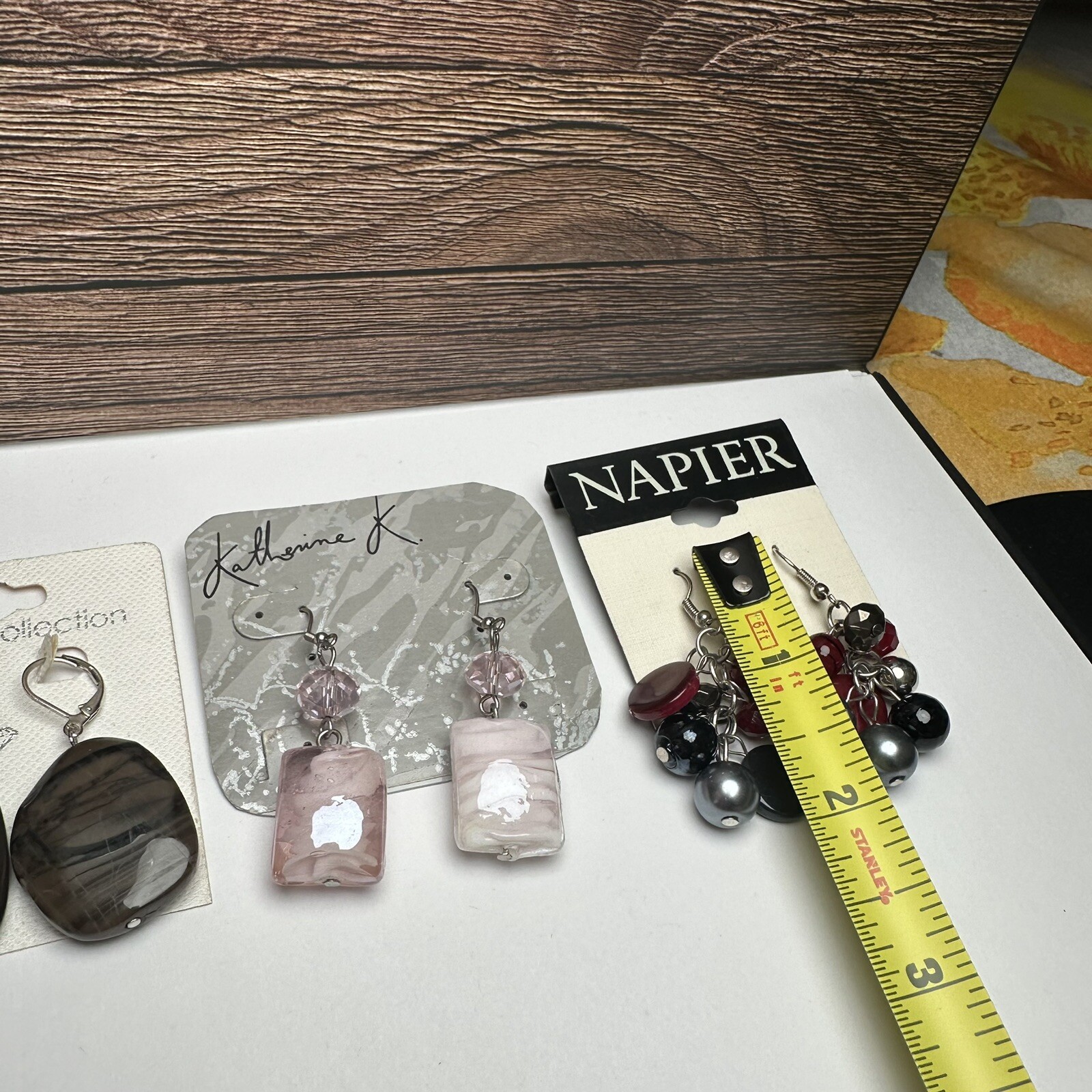 Silver Tone Beaded Dangle Drop Pierced Earrings NWT Lot Of 3