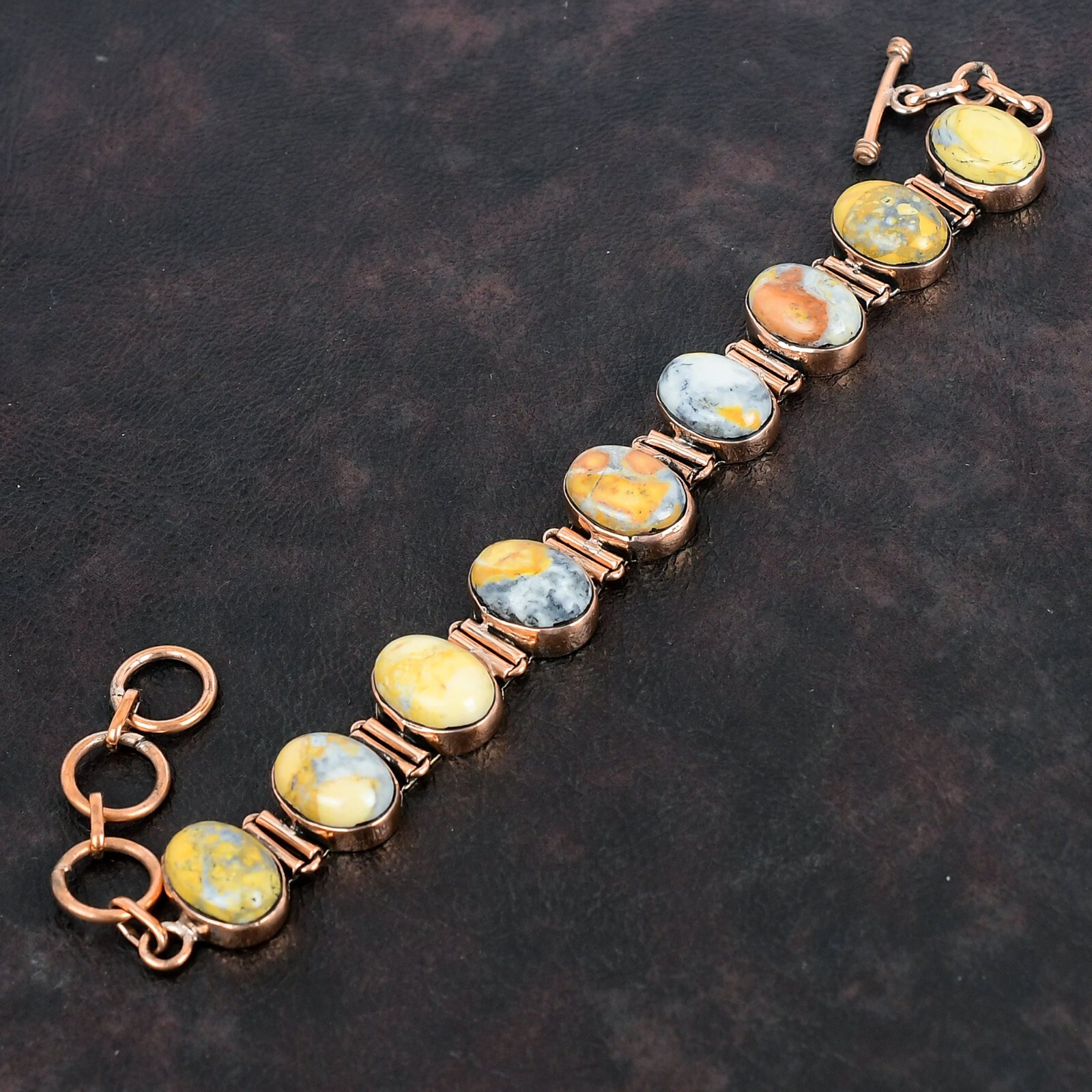 Womens day Deal Oval Maligano Jasper Gemstone Copper Elegant Engagement Bracelet