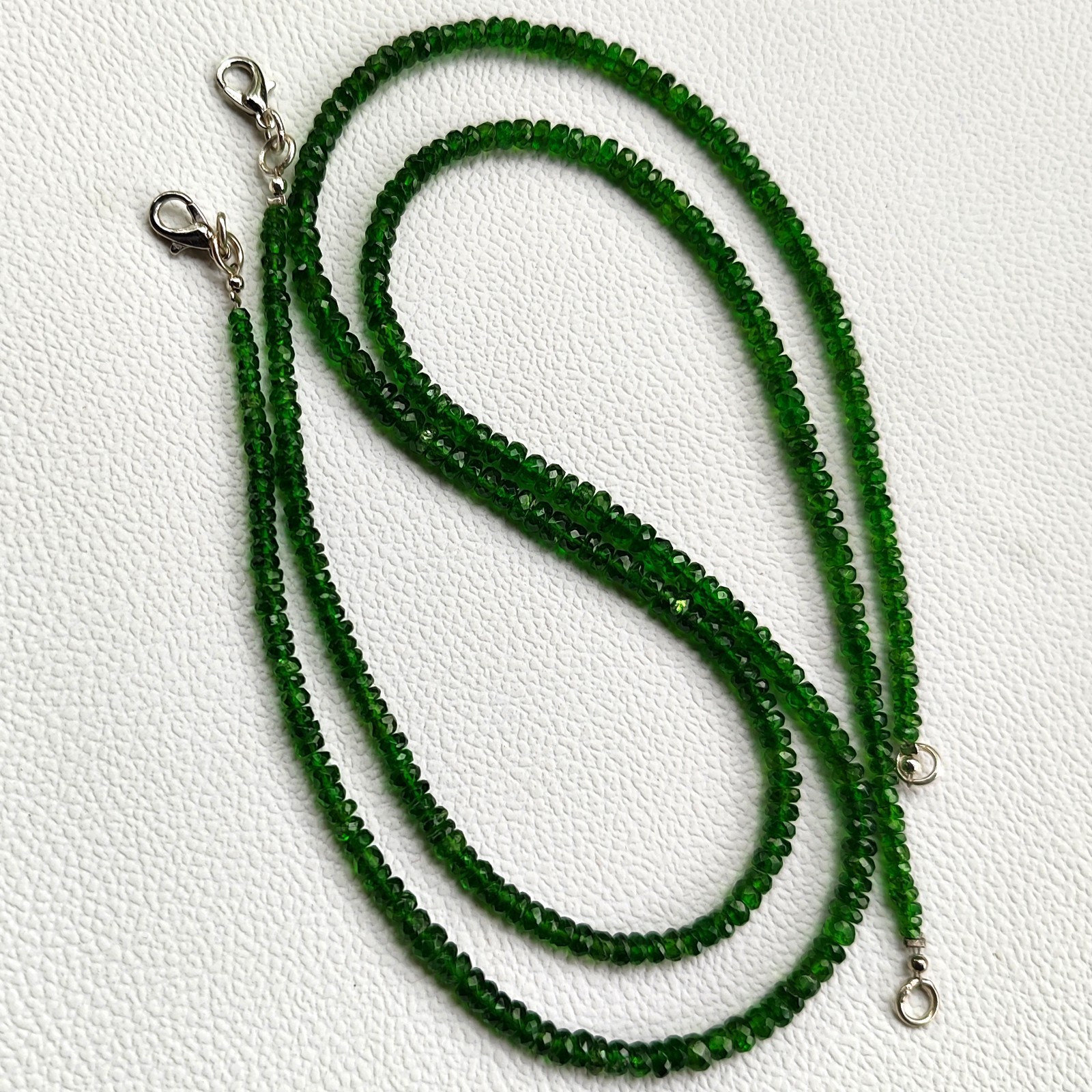 Chrome Diopside Faceted Rondelle Beads 16.5″ Necklace 3.5-4.5mm Gemstones