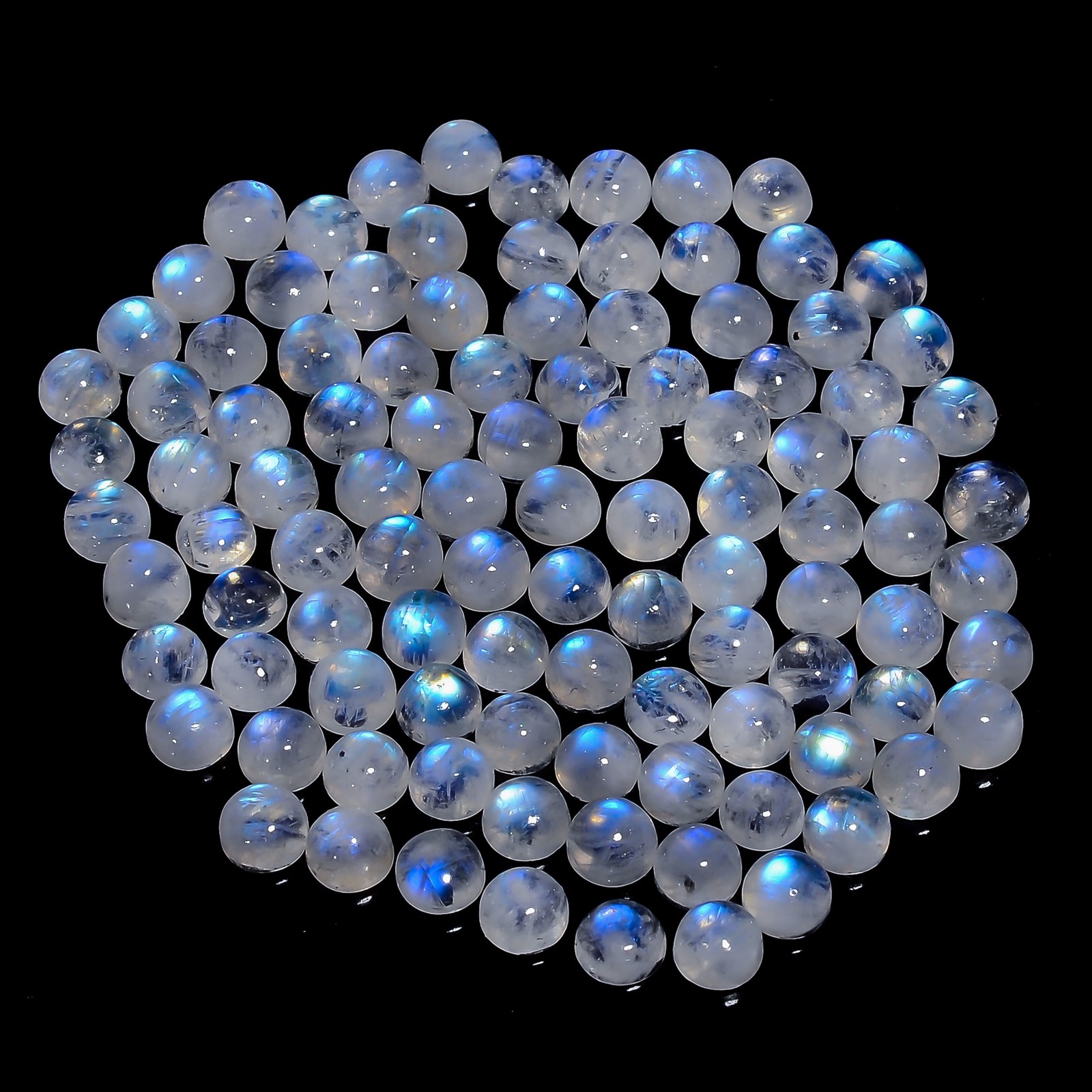 Natural Rainbow Moonstone Round Cabochon Gemstone Lot 20 Ct 6X6X3mm UGL-12