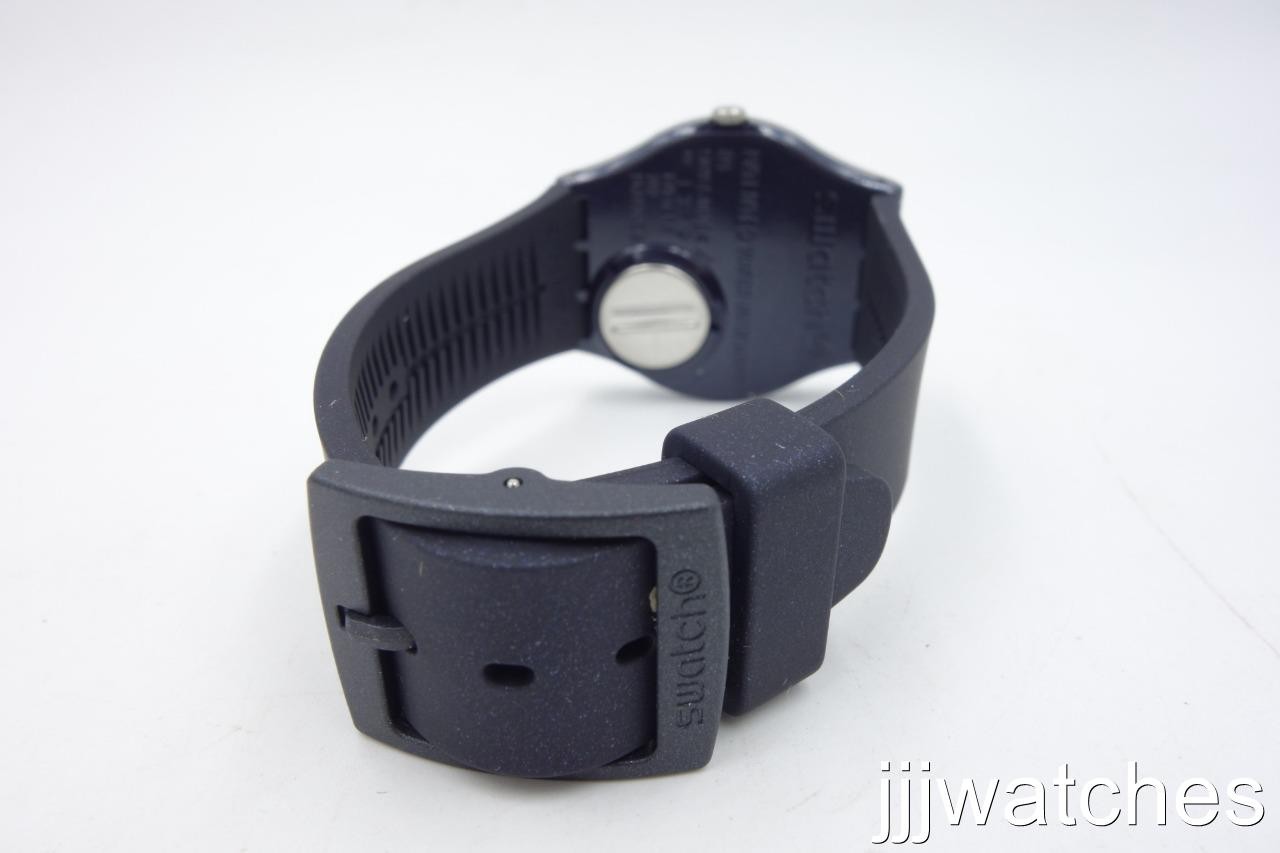 New Swatch Swiss Originals NAITBAYA Navy Blue Metallic Date Watch 34mm GN414 $75