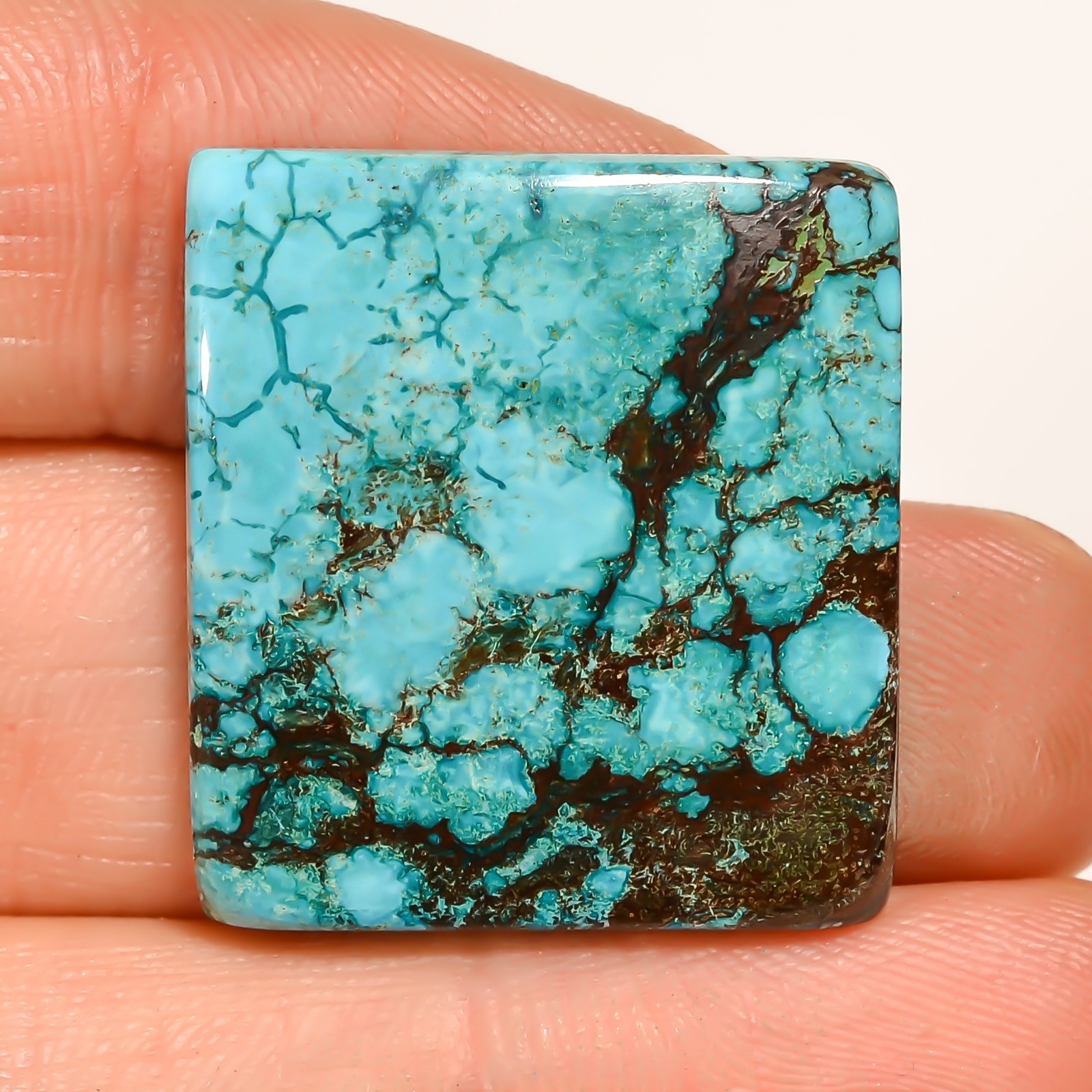 35.75 CTS Beautiful NATURAL TIBET TURQUOISE Cushion Cabochon Gemstone 23X26X5 mm