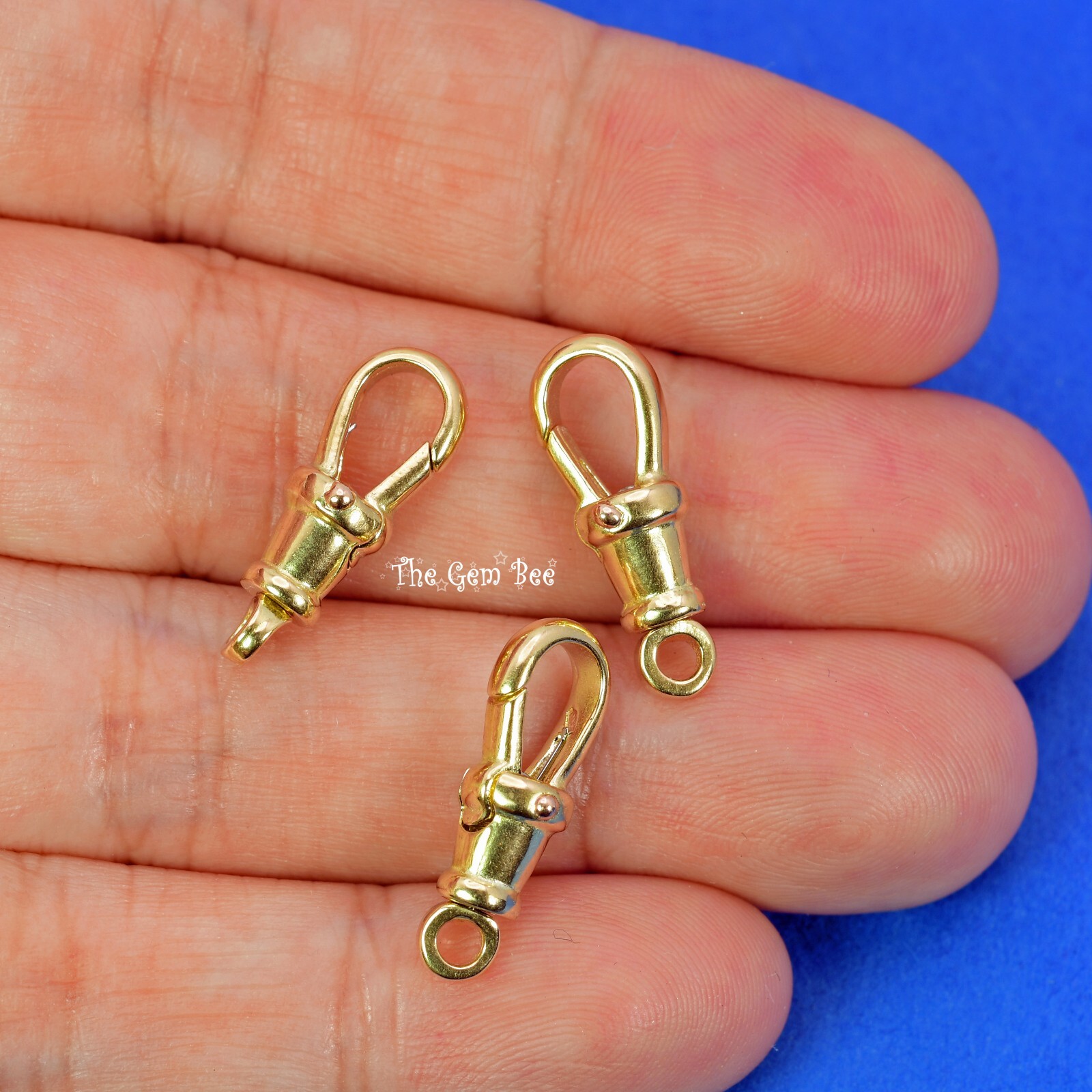6.5mmx18mm Large 18k Solid Yellow Gold Swivel Push Lock Dog Clip Antique Clasp