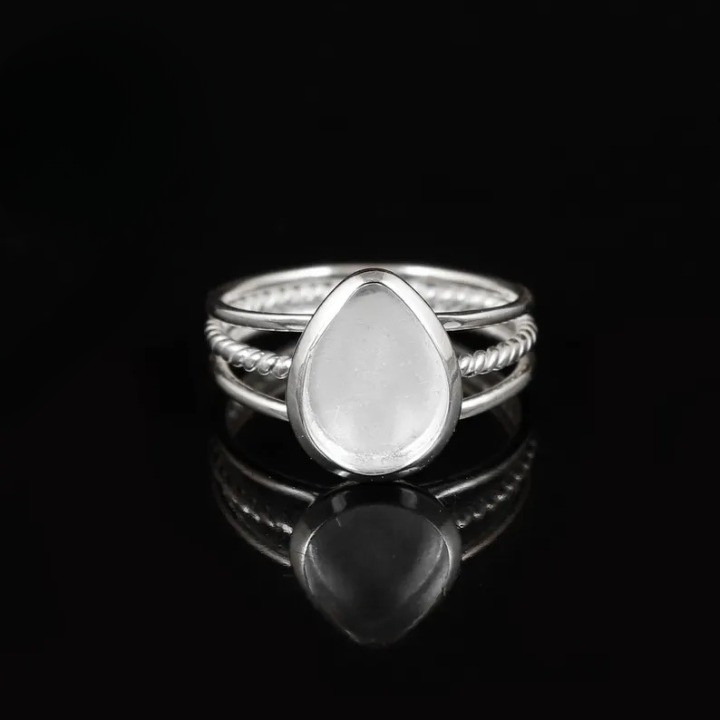 925 Sterling Silver 5x7mm Pear Bezel Triple Band Ring Blank DIY Jewelry Setting
