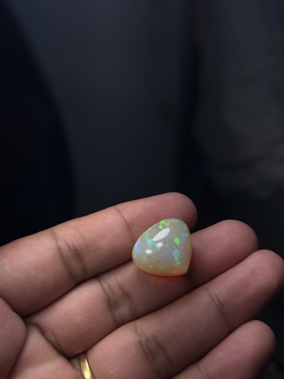 Natural Ethiopian White Opal 20.08 Ct Pear Cabochon IGTL 20.76×18.47mm