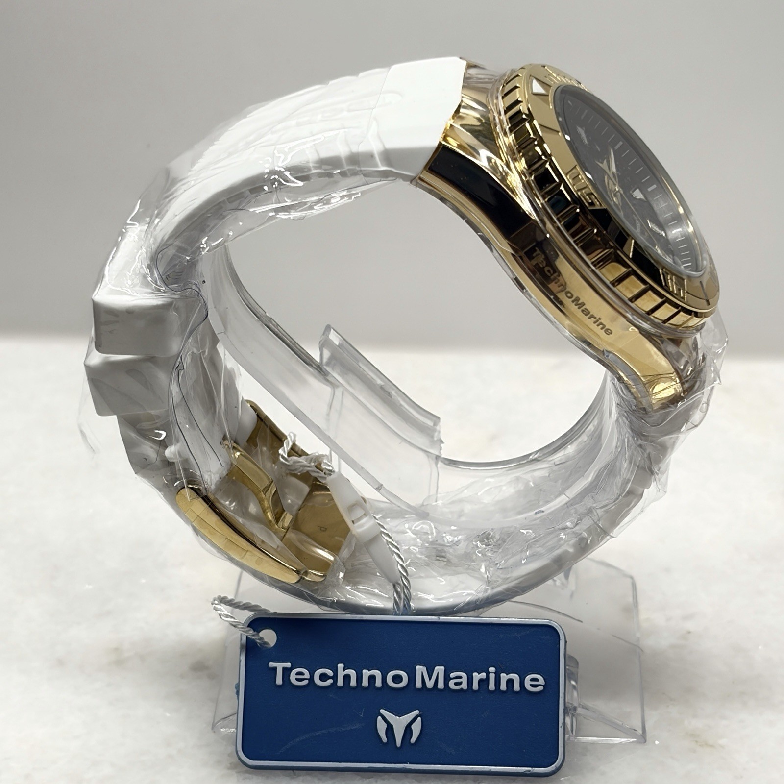 TechnoMarine Cruise Monogram Men’s 46mm Gold Black Dial White Strap TM-122013
